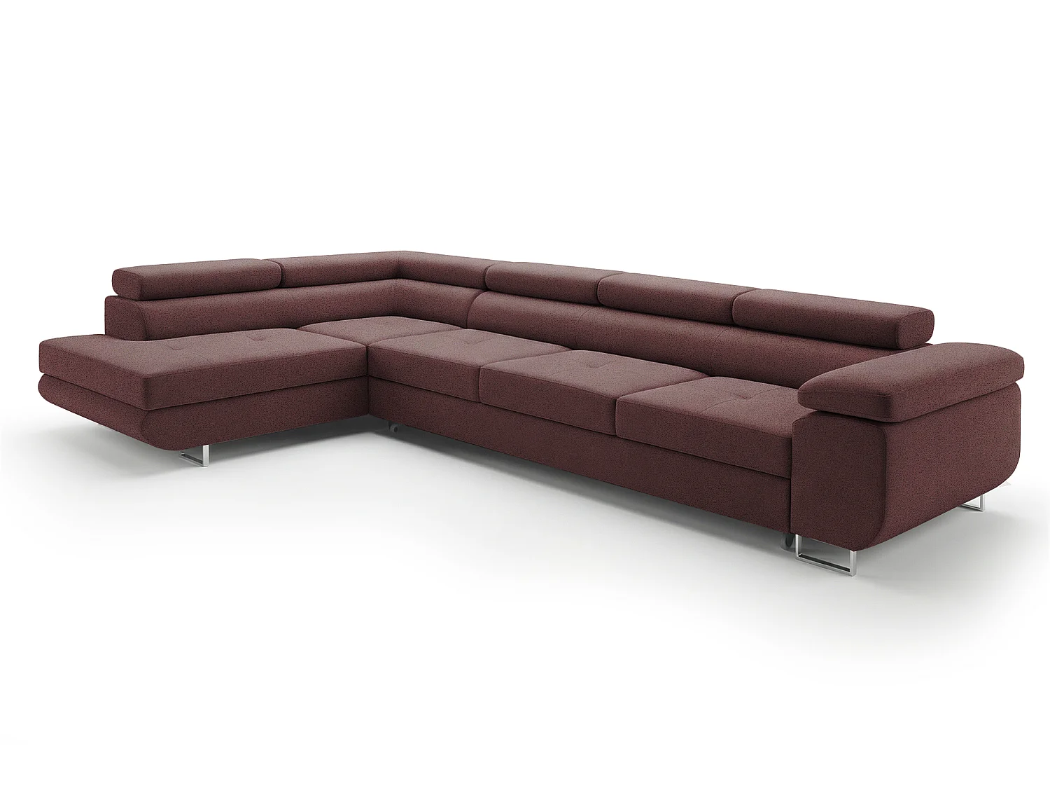 Canapé-Lit Comfortino Furniture NOTA L-Form avec Rangement Velours Rouge 3 Places Canapé d'Angle Moderne