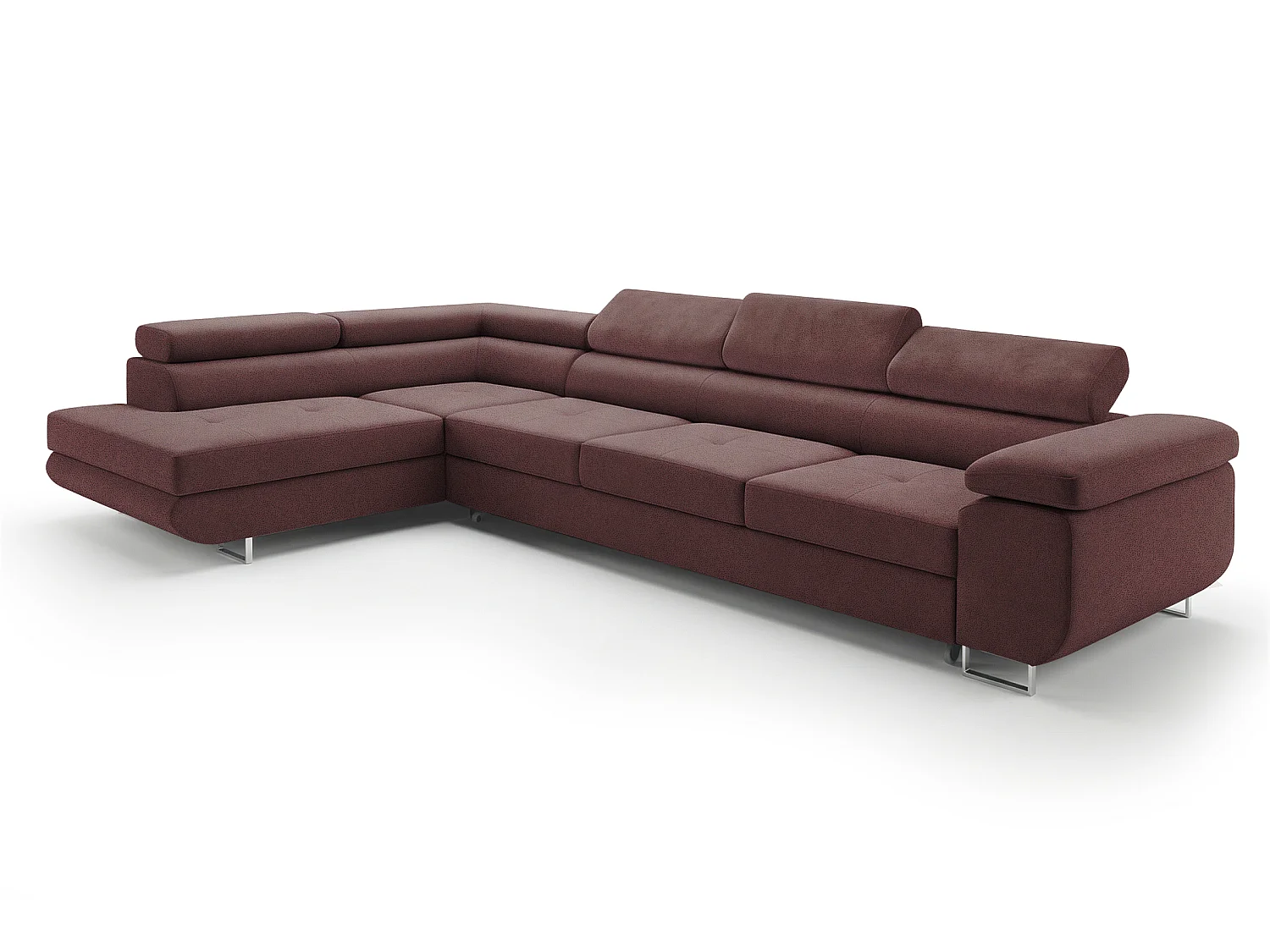 Canapé-Lit Comfortino Furniture NOTA L-Form avec Rangement Velours Rouge 3 Places Canapé d'Angle Moderne