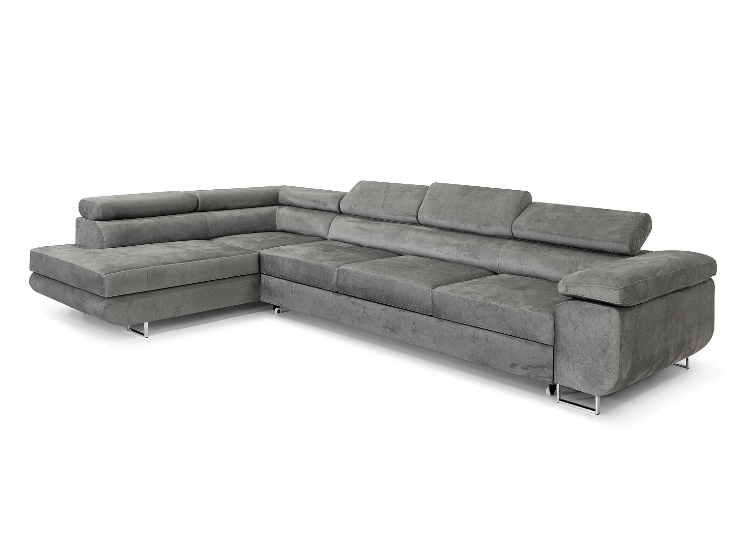 MEUBLE COMFORTINO PASTI Canapé en Forme de L Noir en Velours avec Rangement Angle Gauche Design Moderne