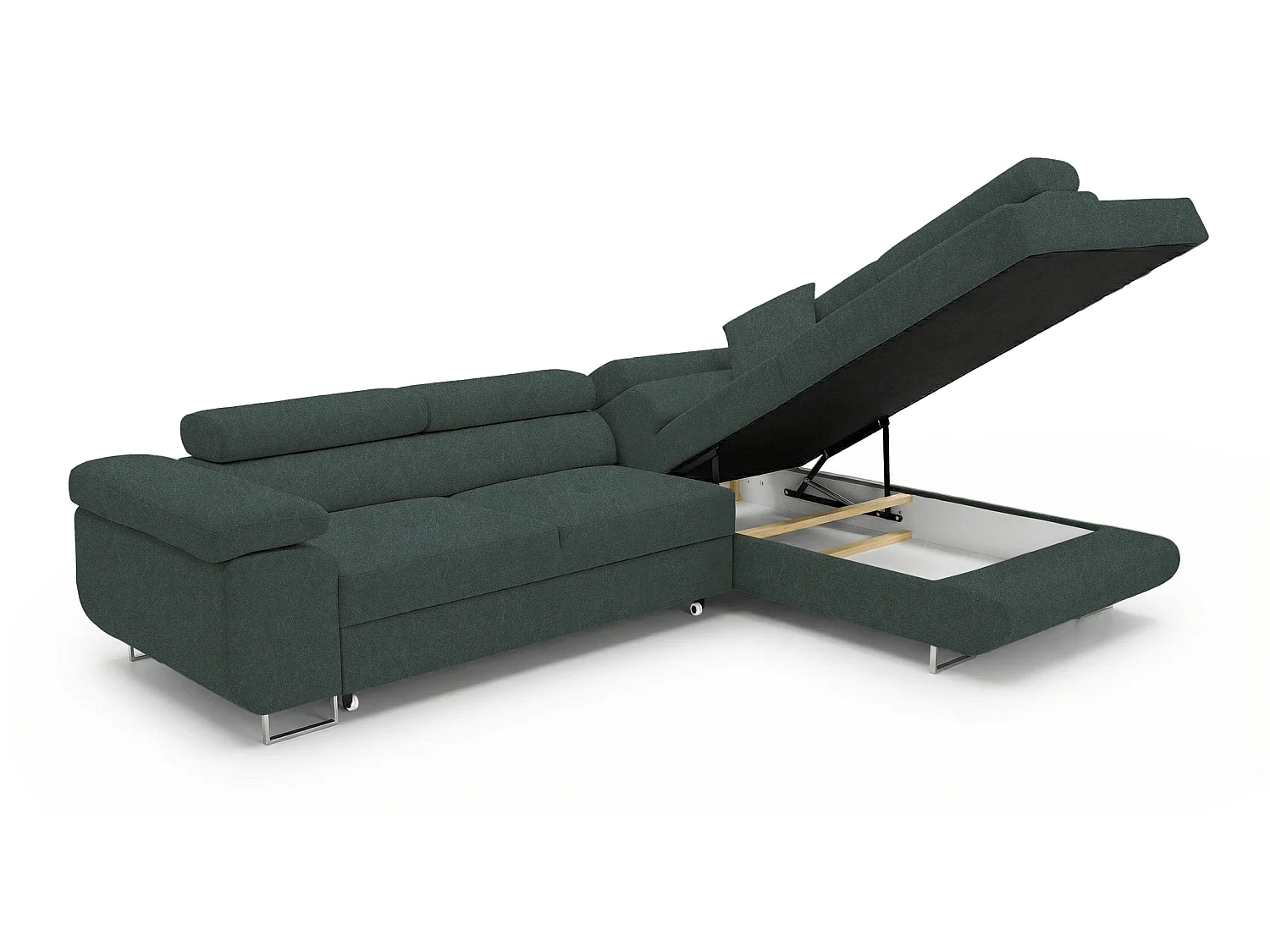 Comfortino Furniture Canapé-lit PASTI L-Form avec Rangement Velours Terracotta Design Moderne