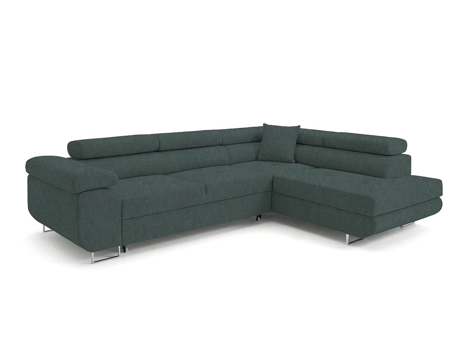 Meubles Comfortino PASTI L-Form Canapé d'Angle avec Fonction de Canapé-Lit et Rangement Pétrole Droit