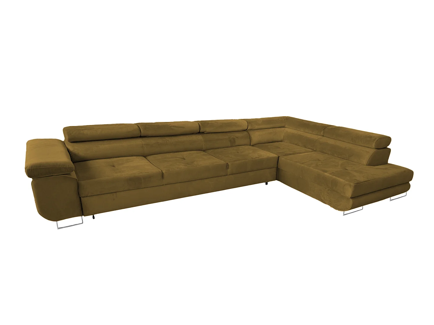MOBILIER COMFORTINO PASTI Canapé-lit en Velours en Forme de L avec Rangement Marron Clair Angle Droit