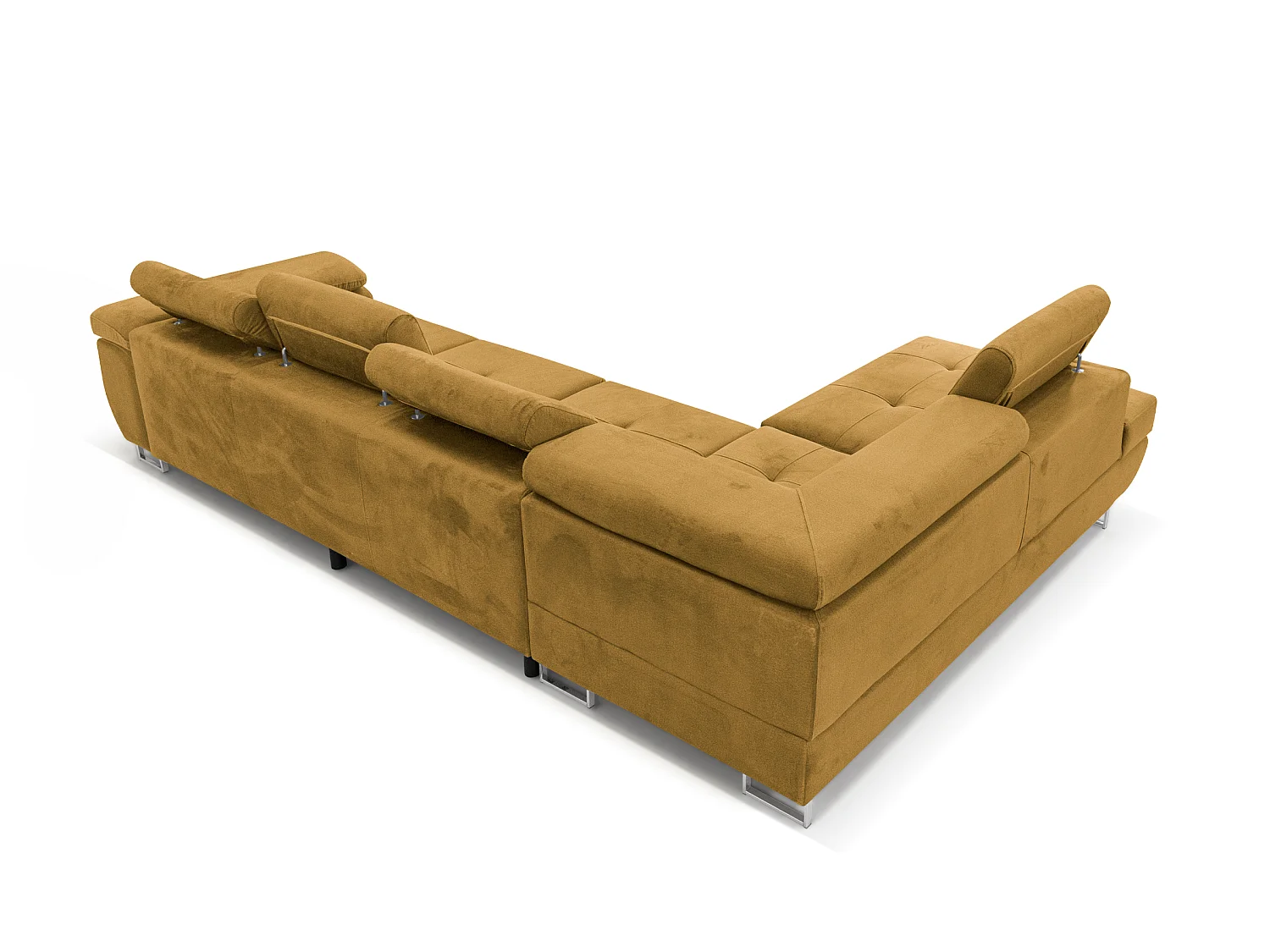 MOBILIER COMFORTINO PASTI Canapé-lit en Velours en Forme de L avec Rangement Marron Clair Angle Droit