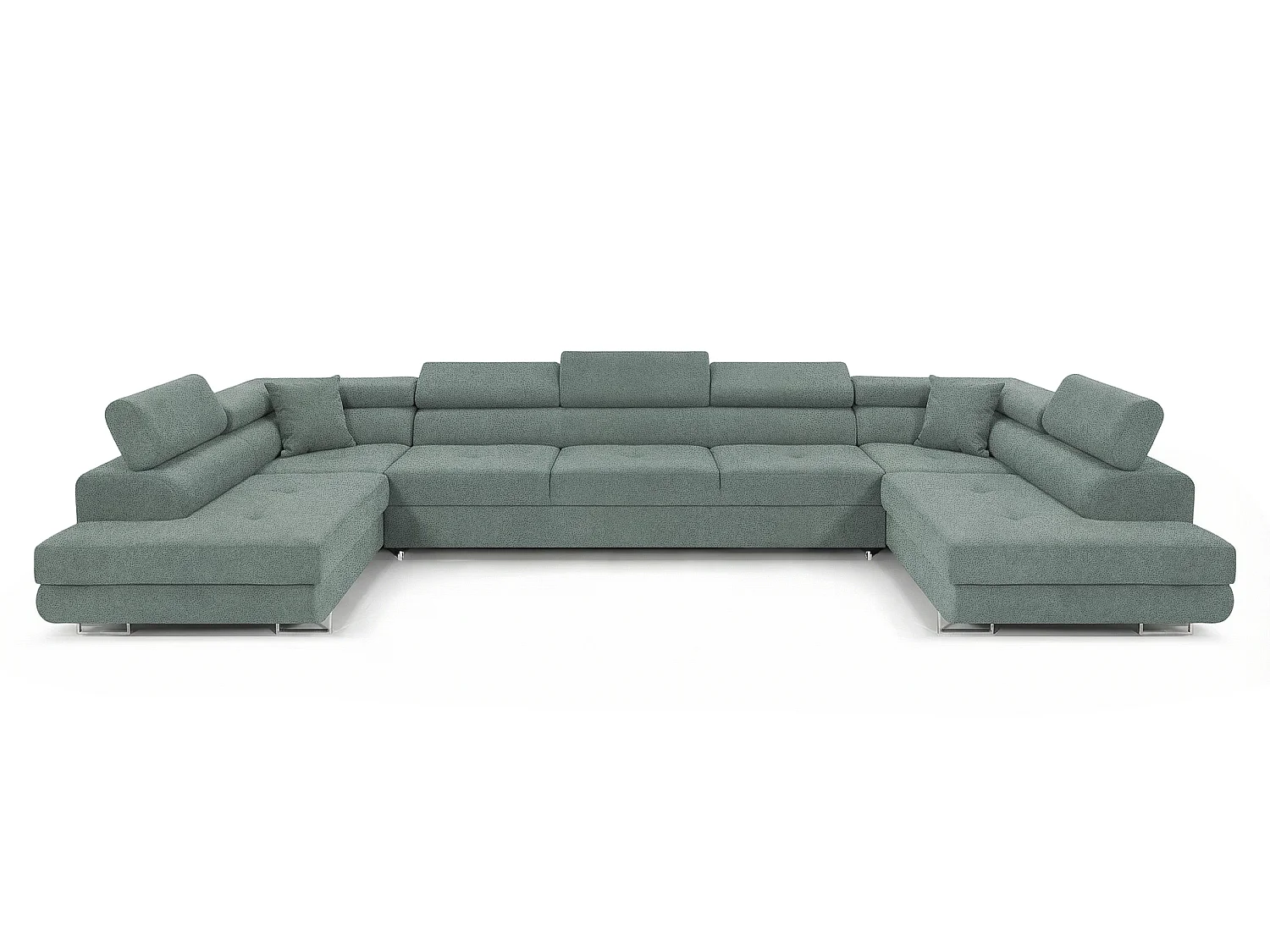 Canapé-lit moderne en forme de U avec rangement Tissu velours vert menthe - BIG PASTI U