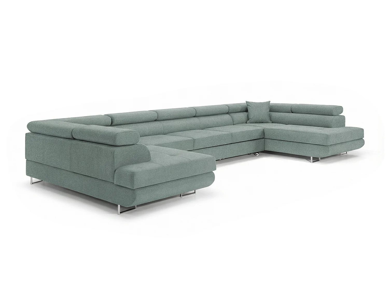 Canapé-lit moderne en forme de U avec rangement Tissu velours vert menthe - BIG PASTI U