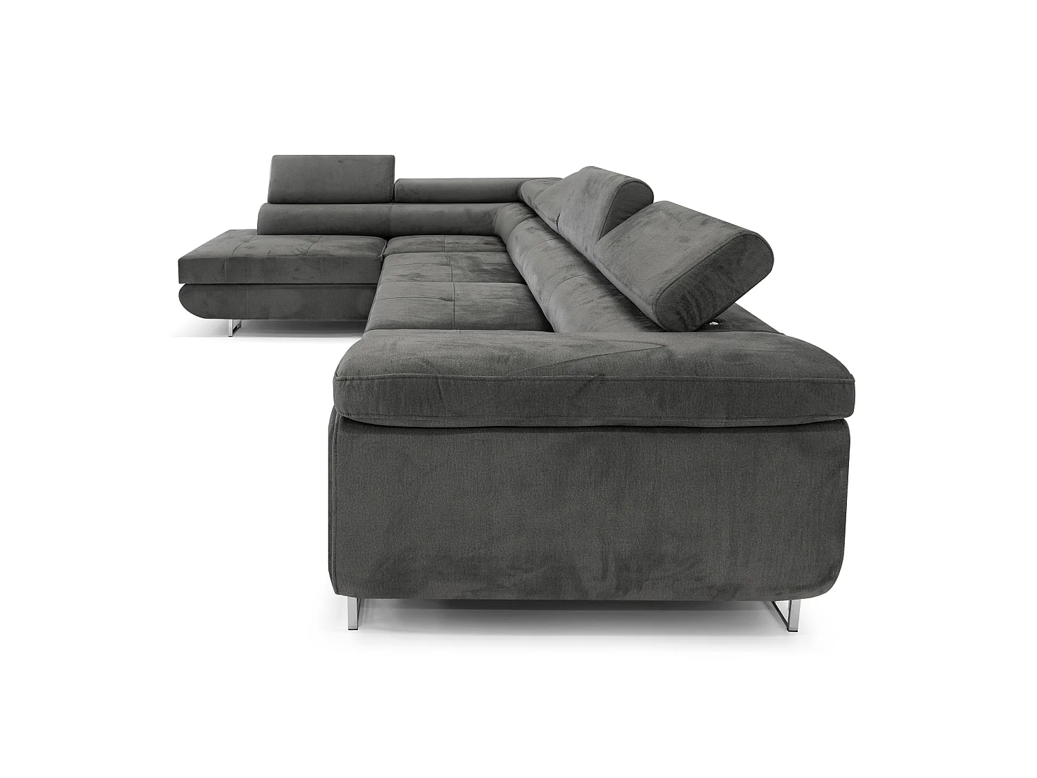Canapé-lit moderne en forme de U avec rangement en tissu de velours taupe clair - Big PASTI