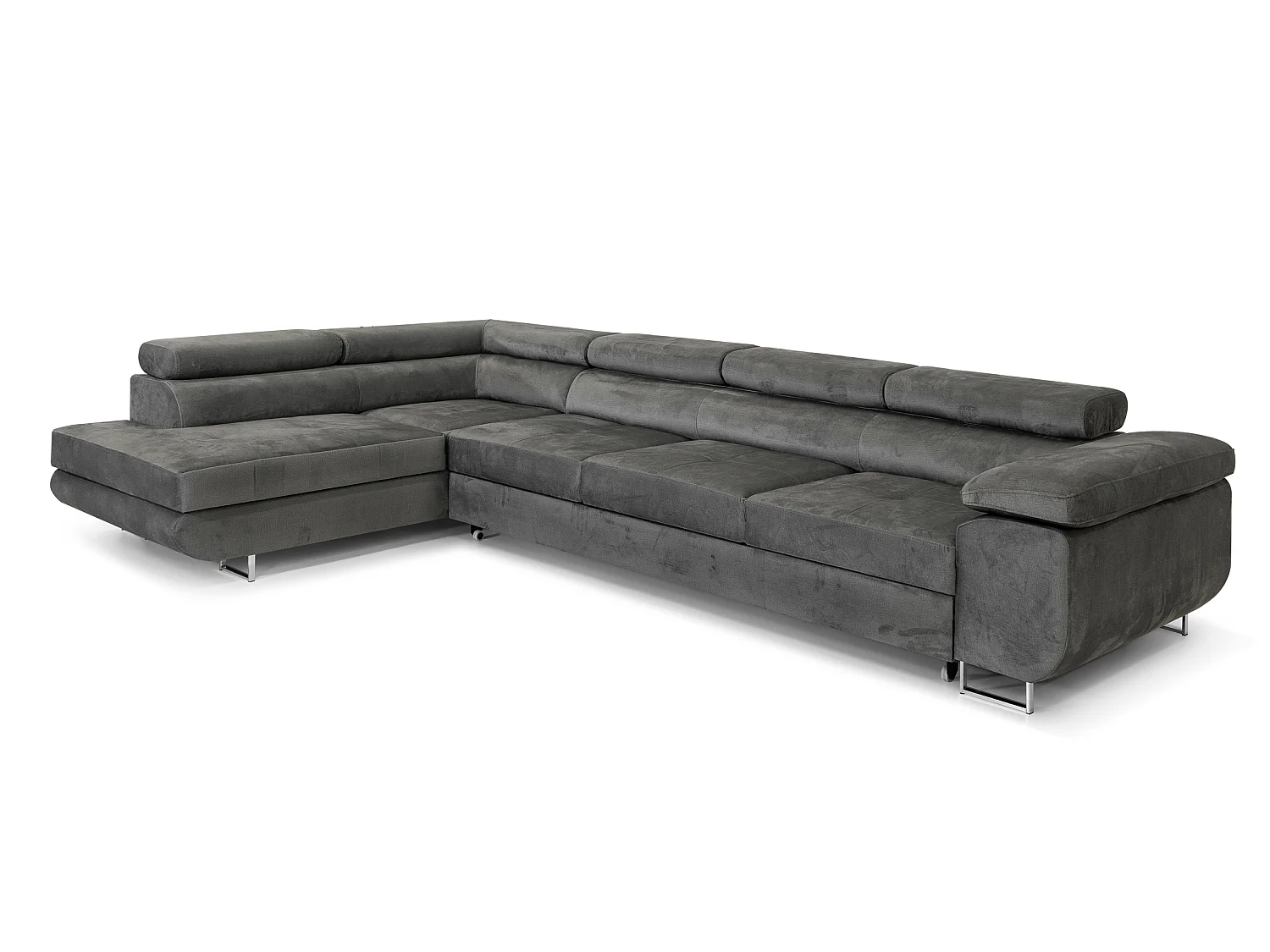 Canapé-lit moderne en forme de U avec rangement en tissu de velours taupe clair - Big PASTI