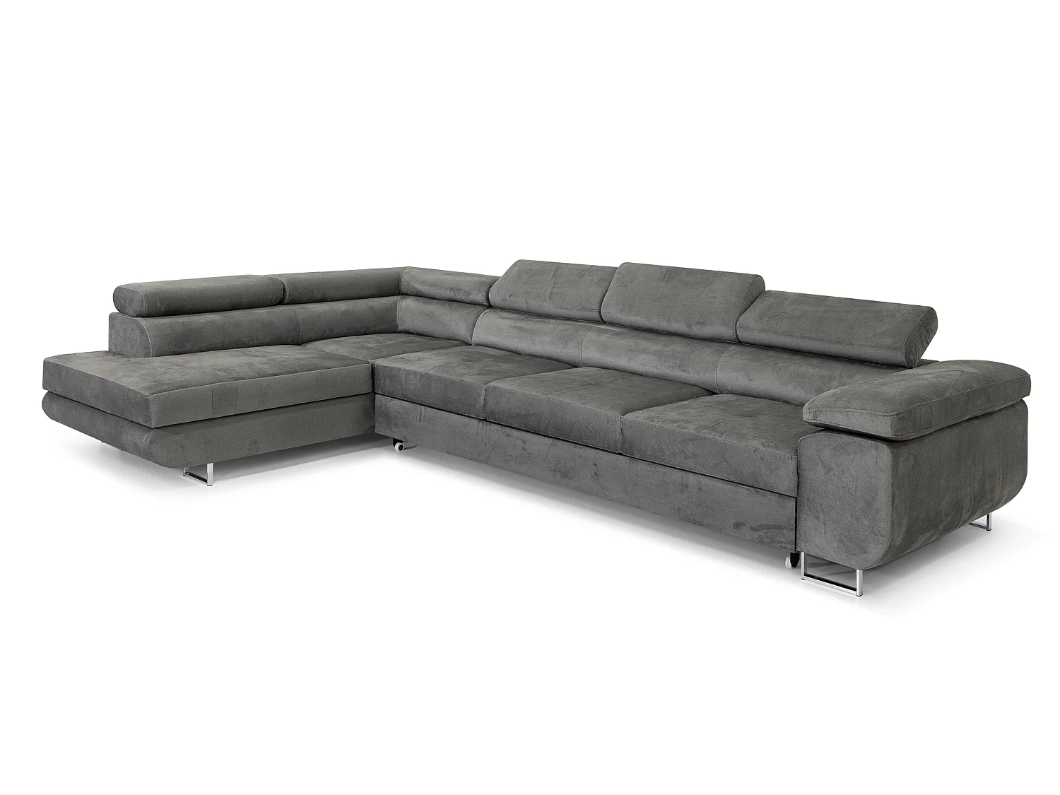 Canapé-lit moderne en forme de U avec rangement en tissu de velours taupe clair - Big PASTI