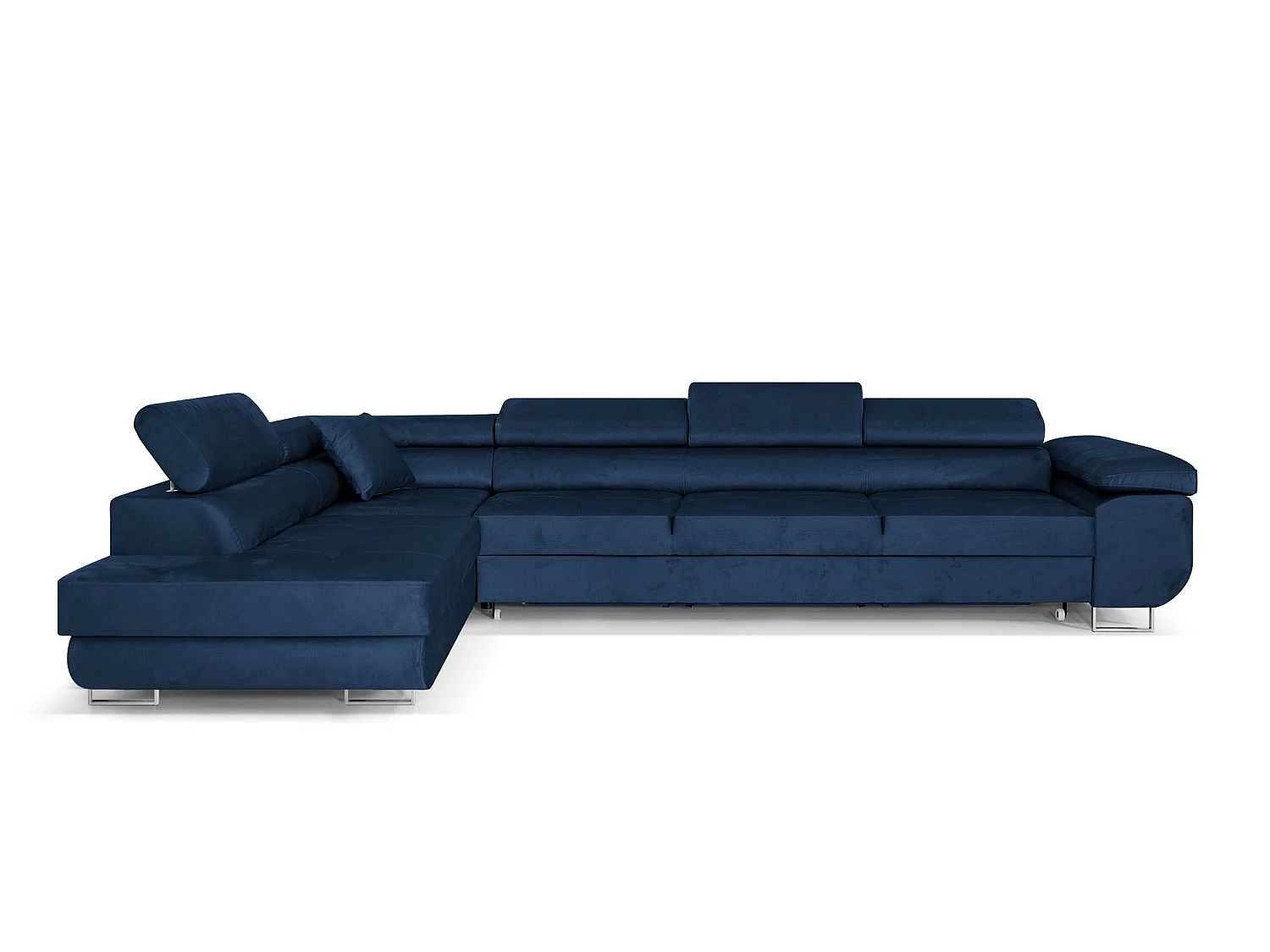 COMFORTINO FURNITURE Canapé d'angle avec fonction couchage PASTI XL Canapé en L avec coffre de rangement Bleu Côté droit