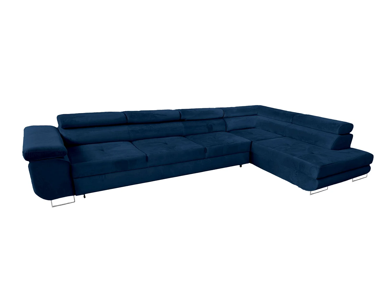 COMFORTINO FURNITURE Canapé d'angle avec fonction couchage PASTI XL Canapé en L avec coffre de rangement Bleu Côté droit