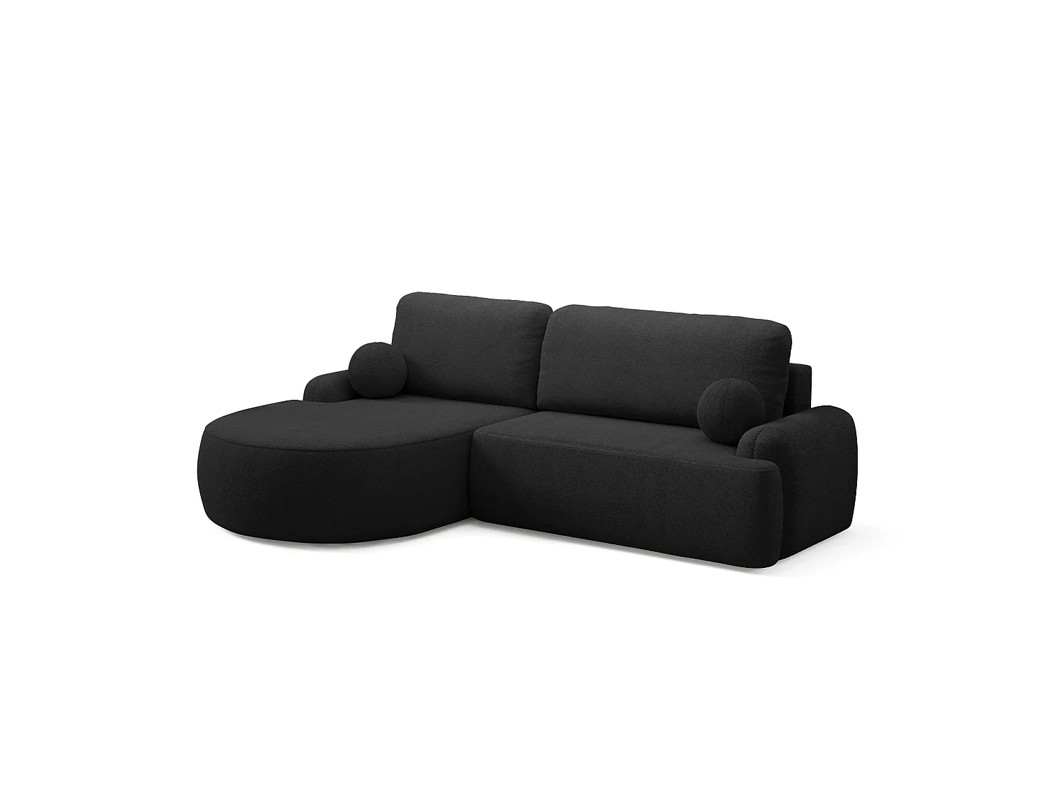 Canapé-Lit Moderne en Forme de L Noir avec Rangement - Meubles Comfortino Miki