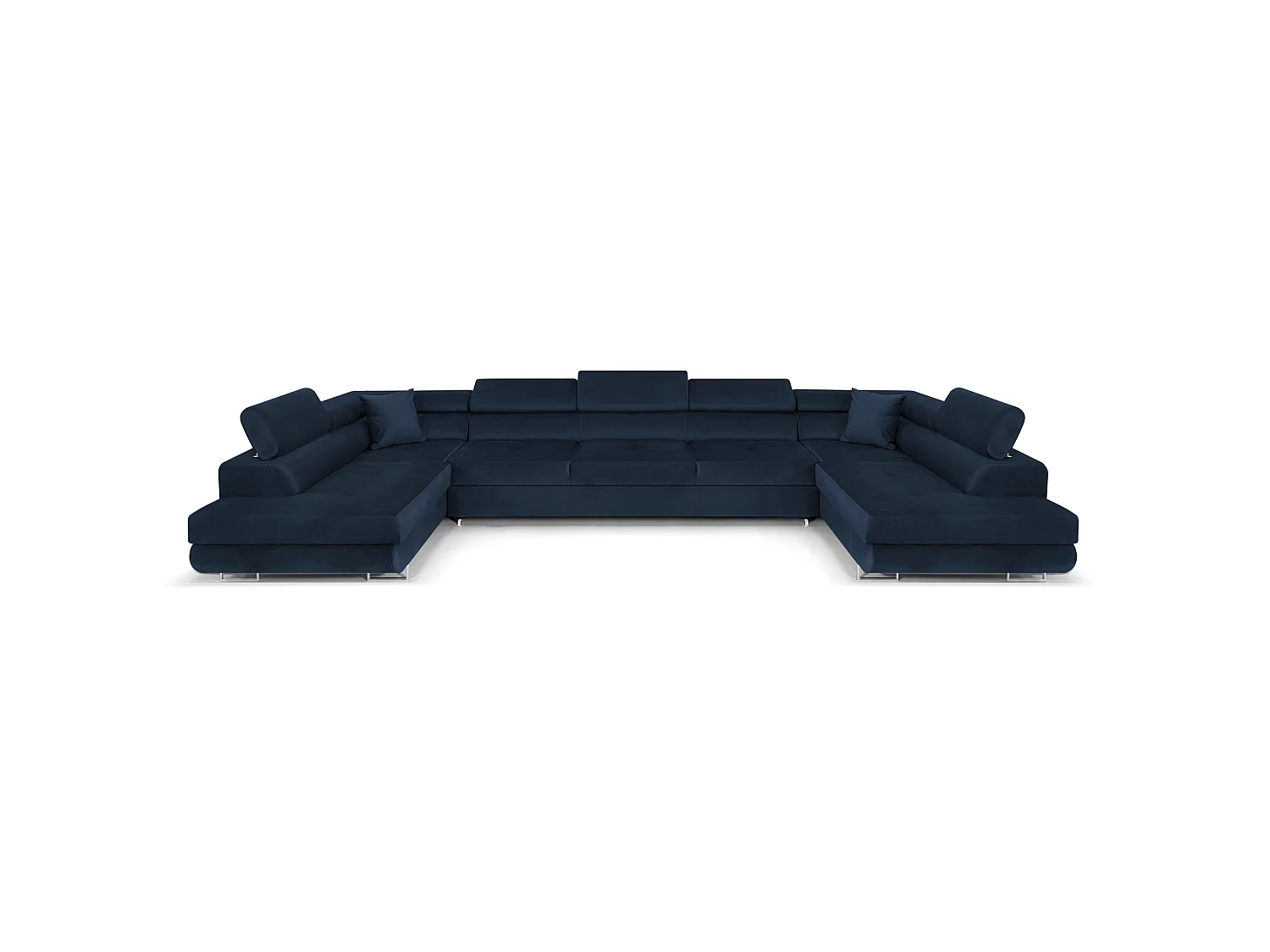 Élégant Canapé-Lit en Forme de U en Velours Bleu avec Rangement - MOBILIER COMFORTINO PASTI