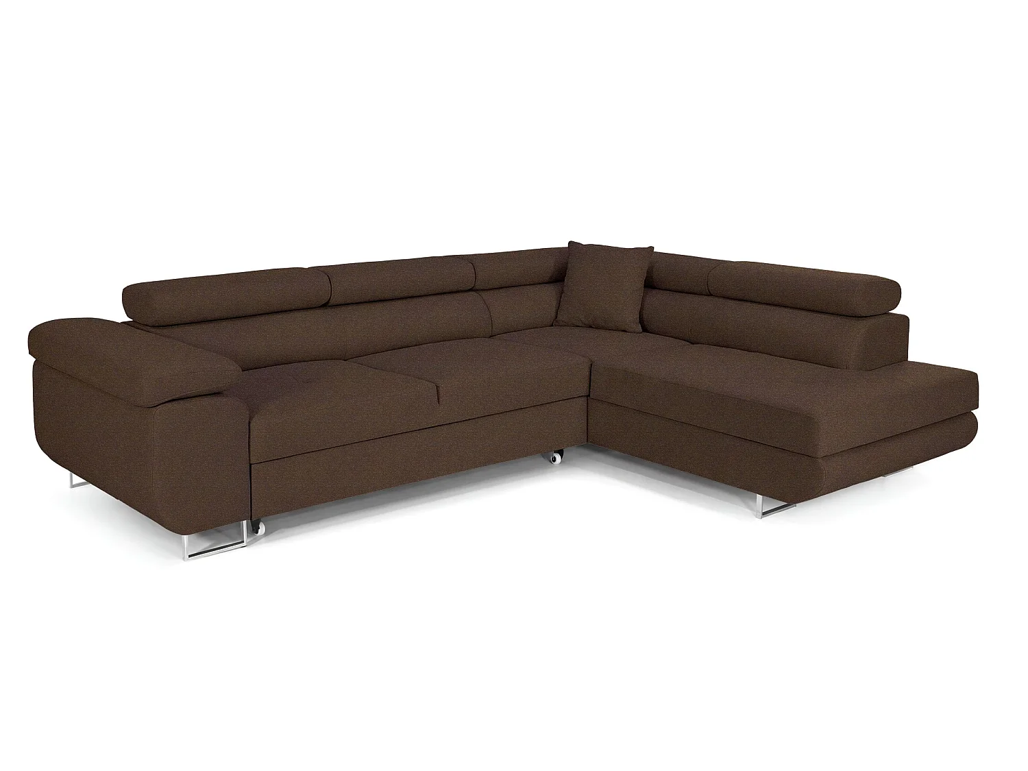 MOBILIER COMFORTINO PASTI Canapé en Forme de L Marron Foncé avec Lit et Rangement Design Moderne