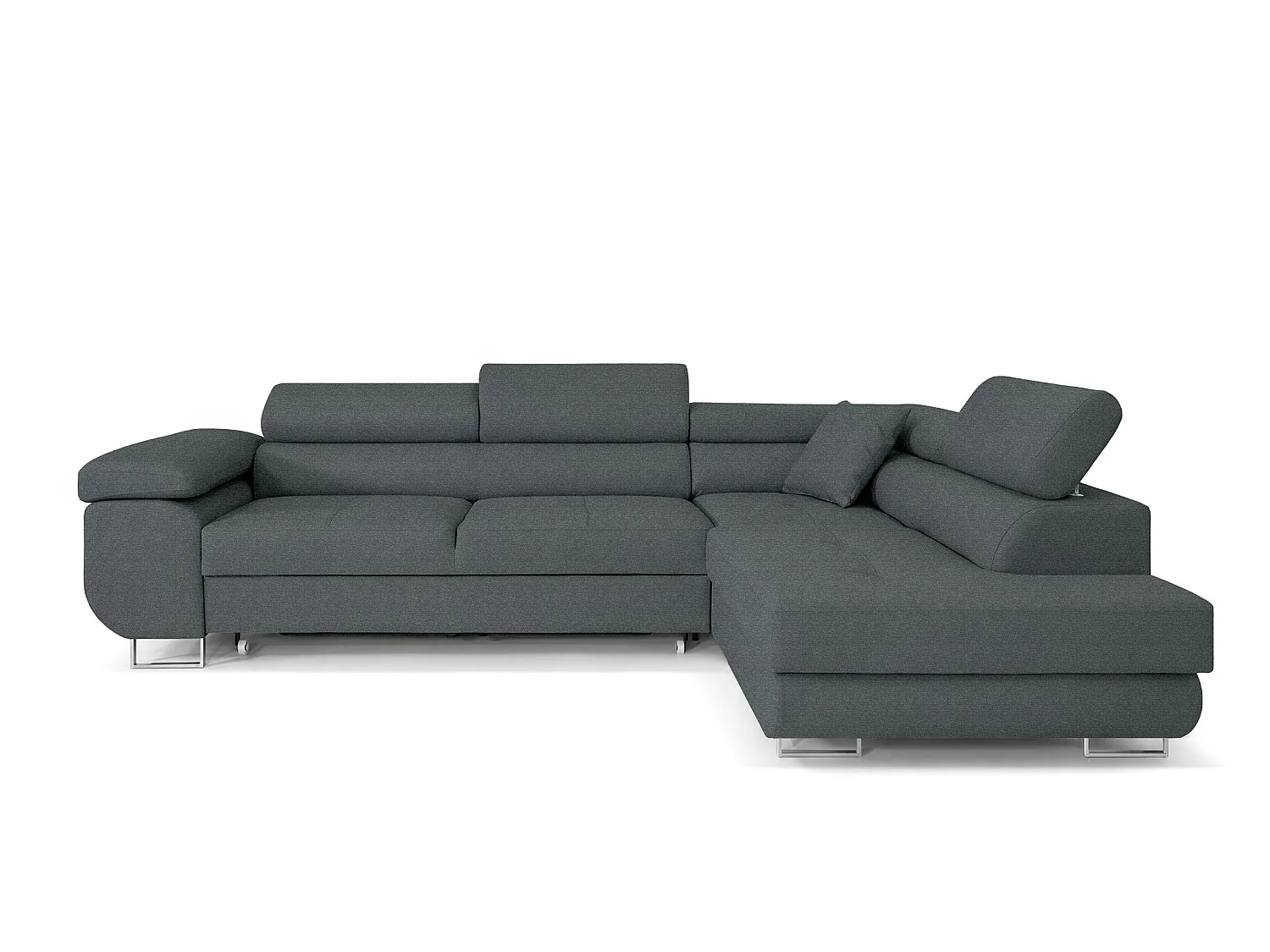 Canapé-Lit en Velours Gris Graphite COMFORTINO FURNITURE PASTI L-Form avec Rangement - Canapé d'Angle Moderne 3 Places