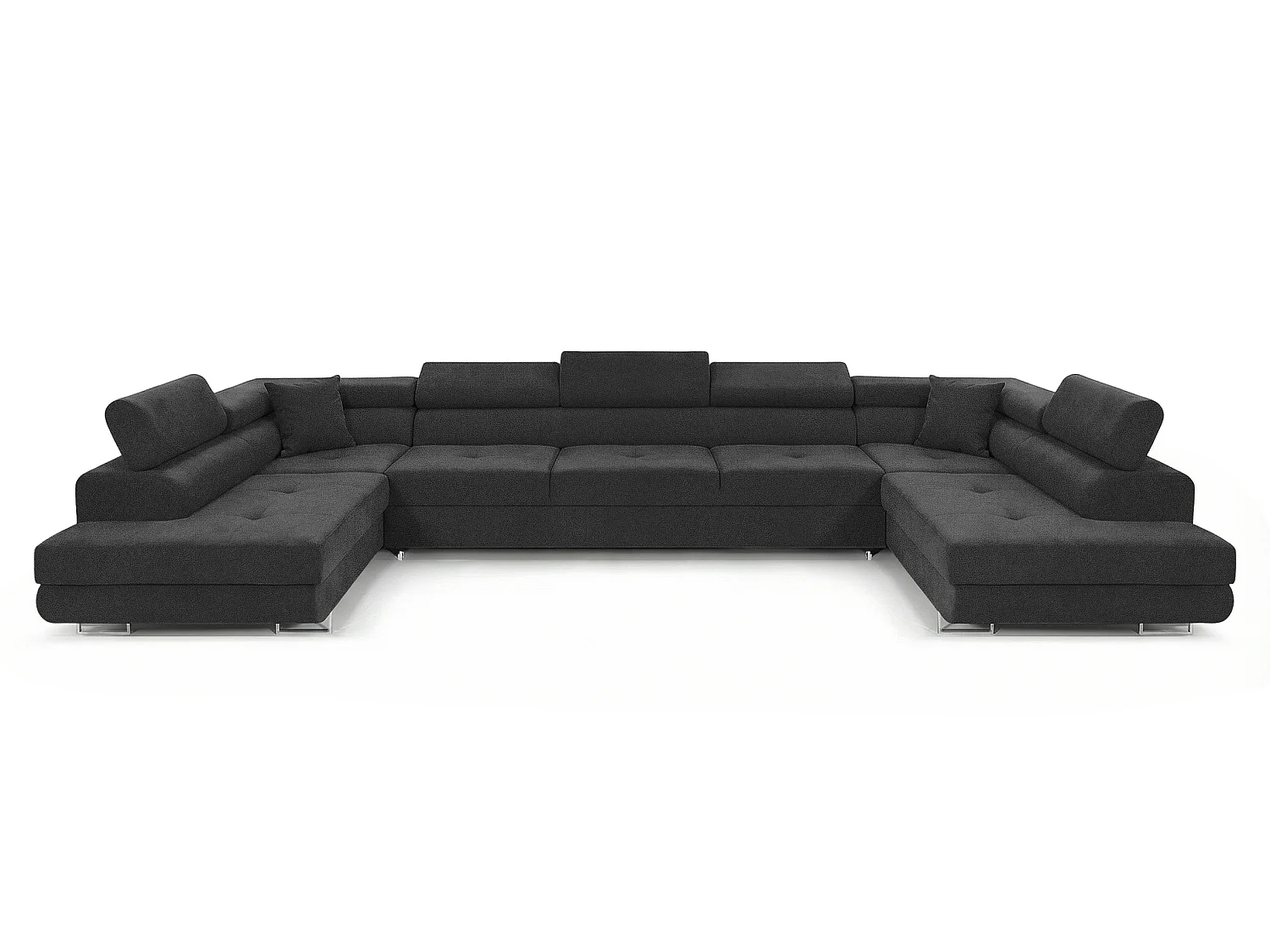 Canapé-lit moderne en forme de U avec rangement en tissu velours gris anthracite - BIG PASTI U