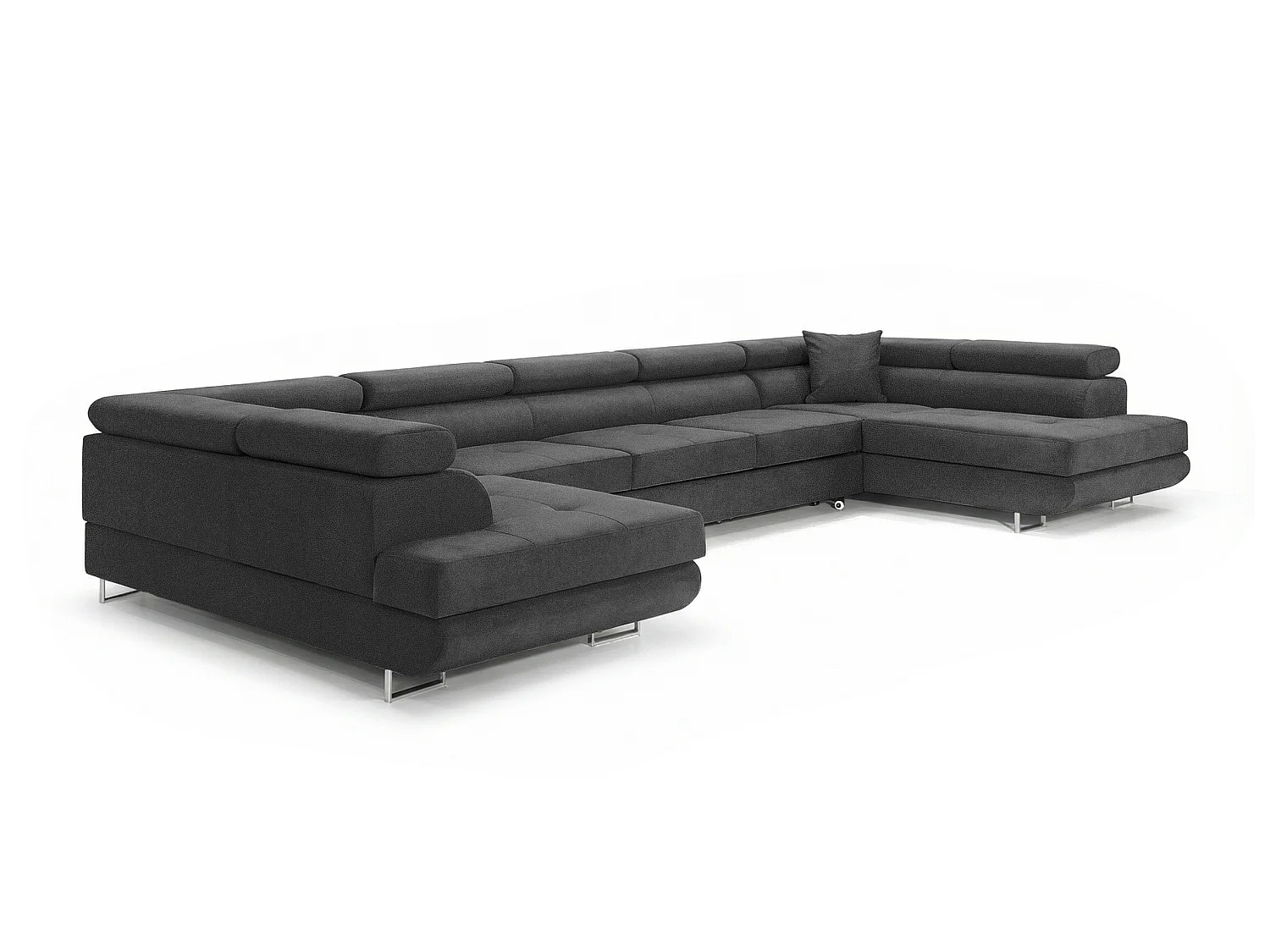 Canapé-lit moderne en forme de U avec rangement en tissu velours gris anthracite - BIG PASTI U