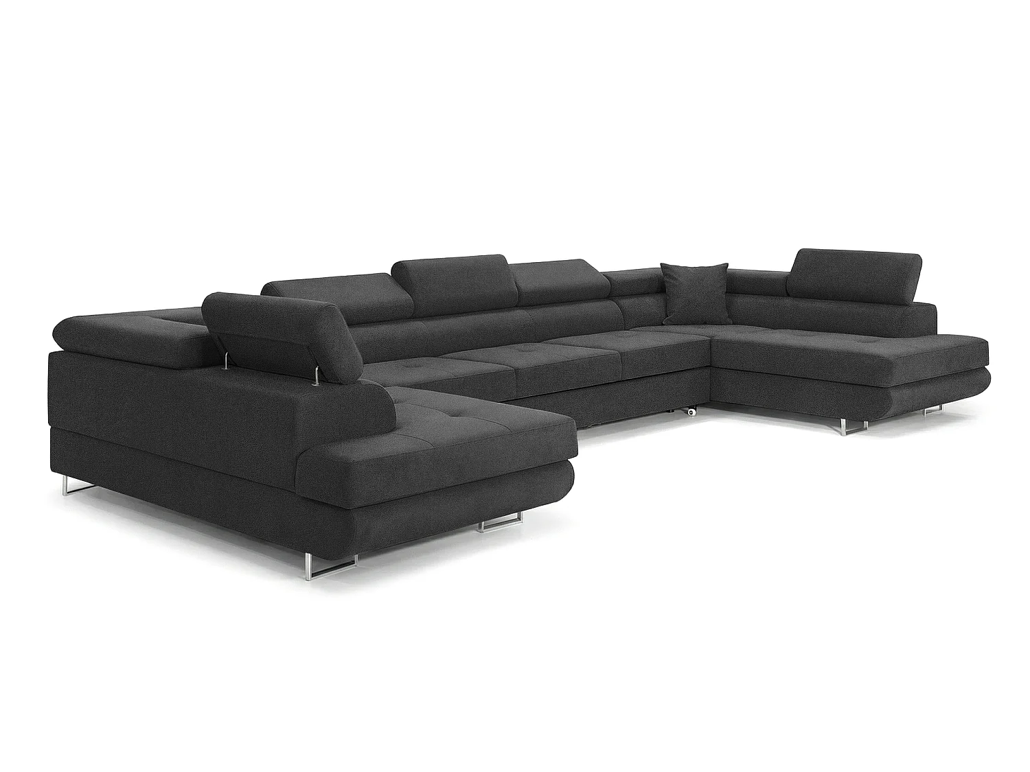 Canapé-lit moderne en forme de U avec rangement en tissu velours gris anthracite - BIG PASTI U