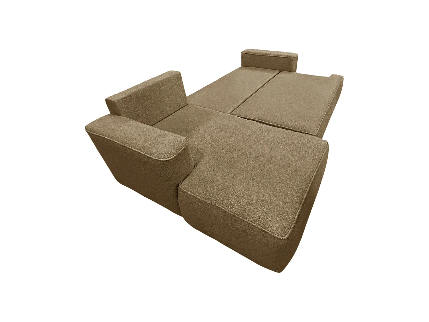 Canapé-Lit en Velours en Forme de L COMFORTINO avec Rangement Luna Vert Angle Droit