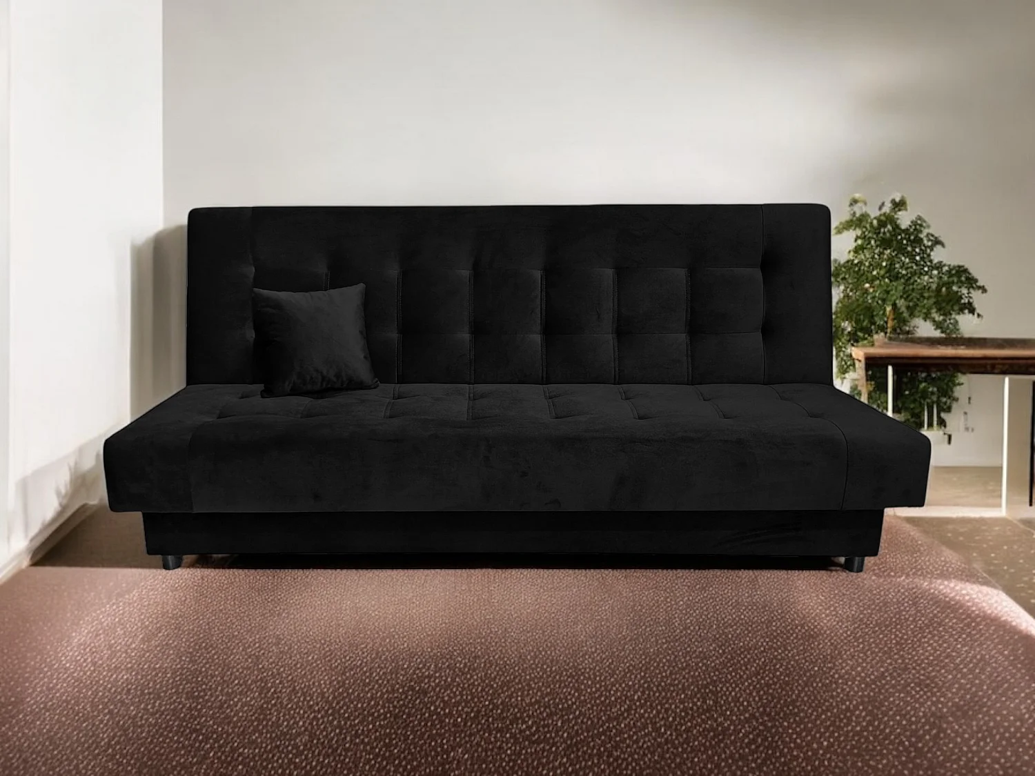 Canapé-lit Comfortino Furniture Porto avec Rangement Velours Gris Anthracite Design Moderne
