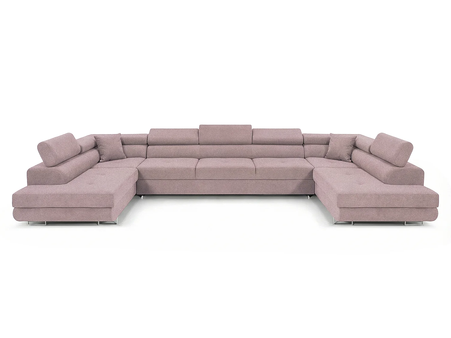 Canapé-lit moderne en forme de U avec rangement en tissu velours rose - BIG PASTI U