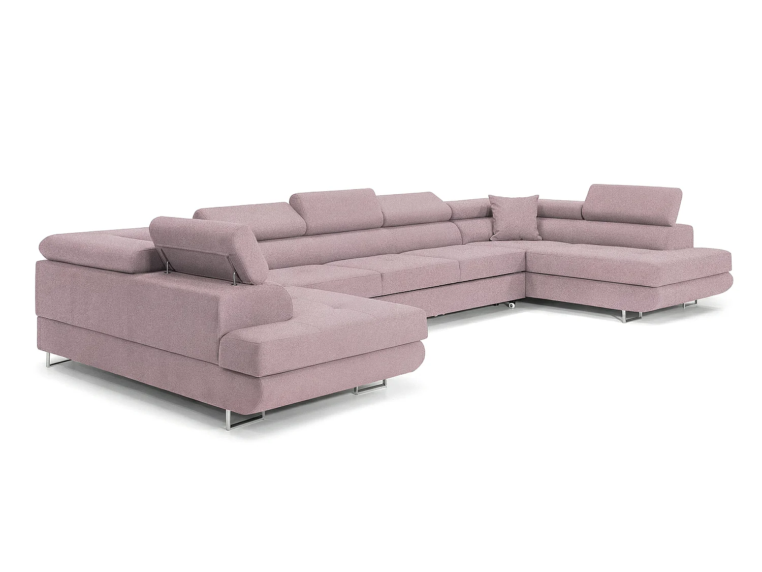 Canapé-lit moderne en forme de U avec rangement en tissu velours rose - BIG PASTI U