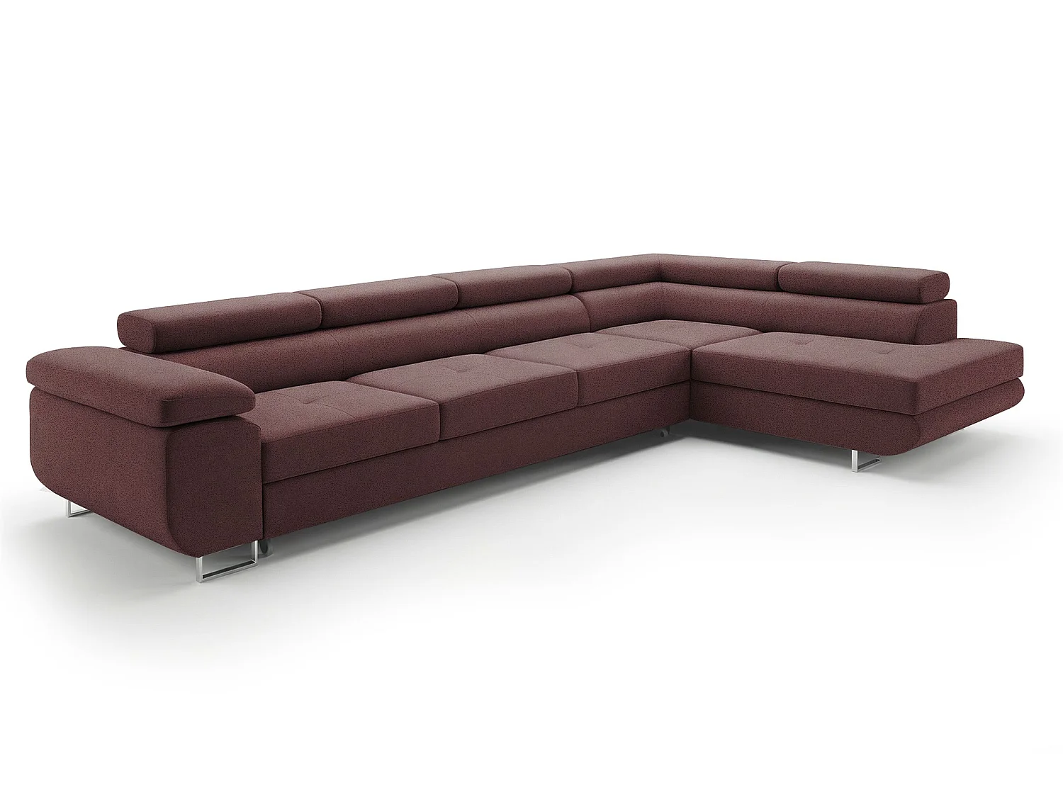 Canapé-lit moderne en forme de L avec rangement Tissu Velours Bordeaux 3 places Unité de salon d'angle droit