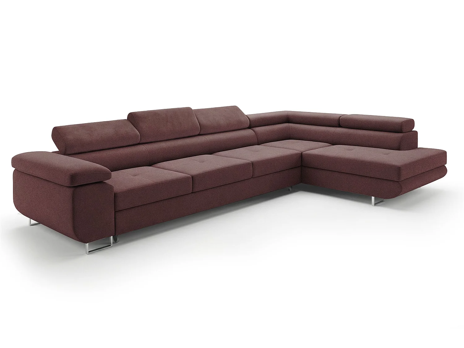Canapé-lit moderne en forme de L avec rangement Tissu Velours Bordeaux 3 places Unité de salon d'angle droit