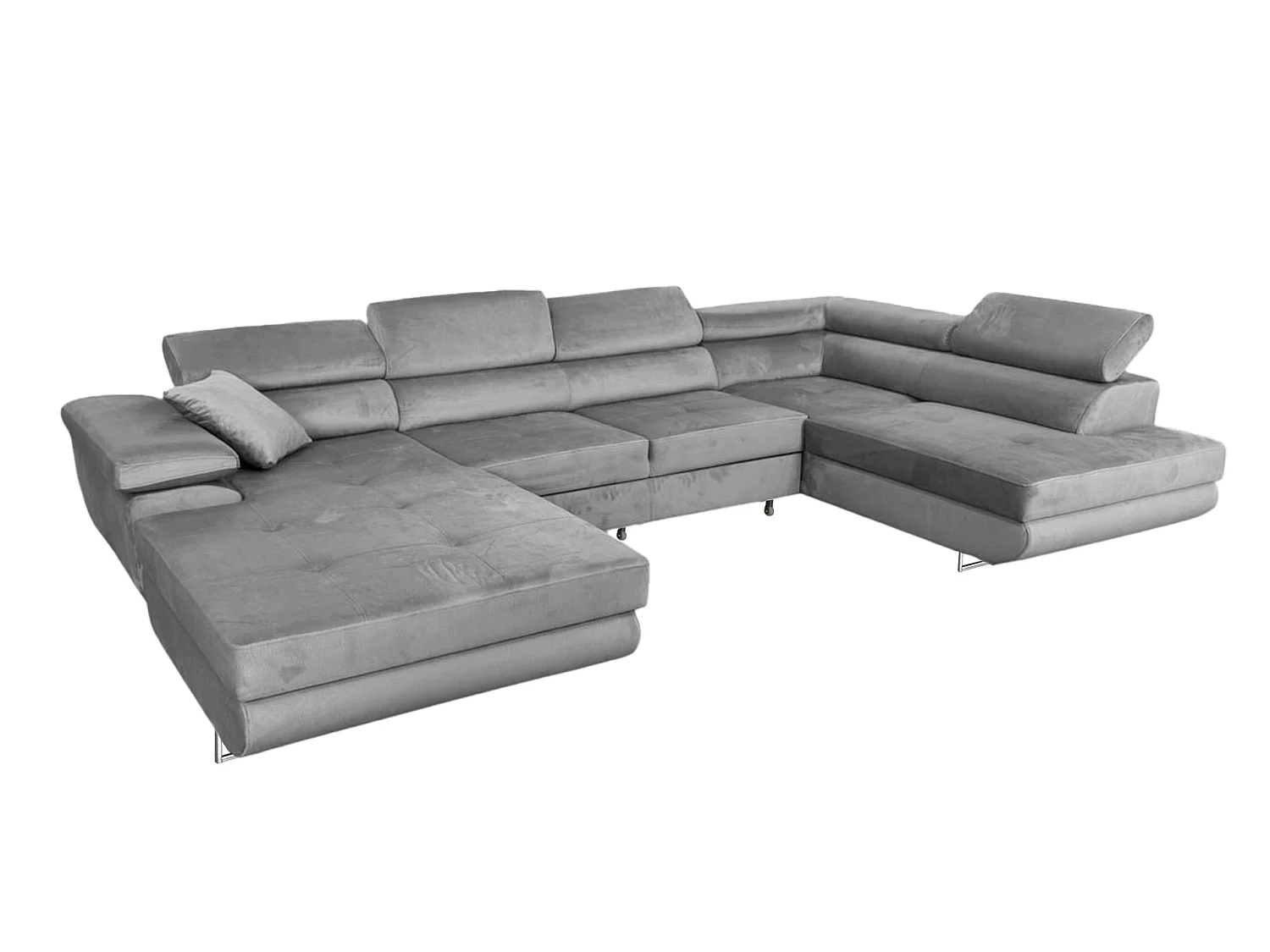 Canapé-Lit U-Forme Rodrigo de COMFORTINO FURNITURE avec Rangement Velours Gris Angle Gauche Design Moderne