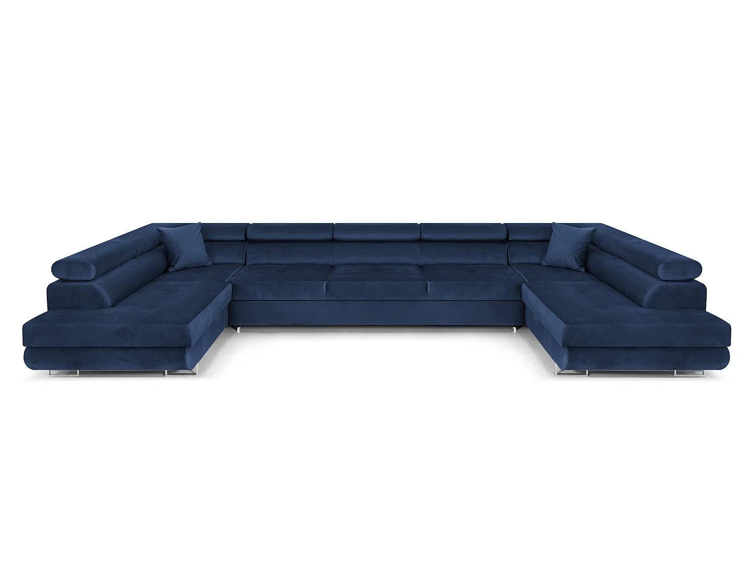 Canapé-lit en Forme de U avec Rangement Velours Bleu Canapé d'Angle COMFORTINO FURNITURE Big PASTI