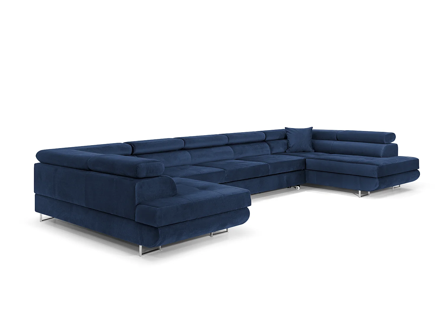 Canapé-lit en Forme de U avec Rangement Velours Bleu Canapé d'Angle COMFORTINO FURNITURE Big PASTI