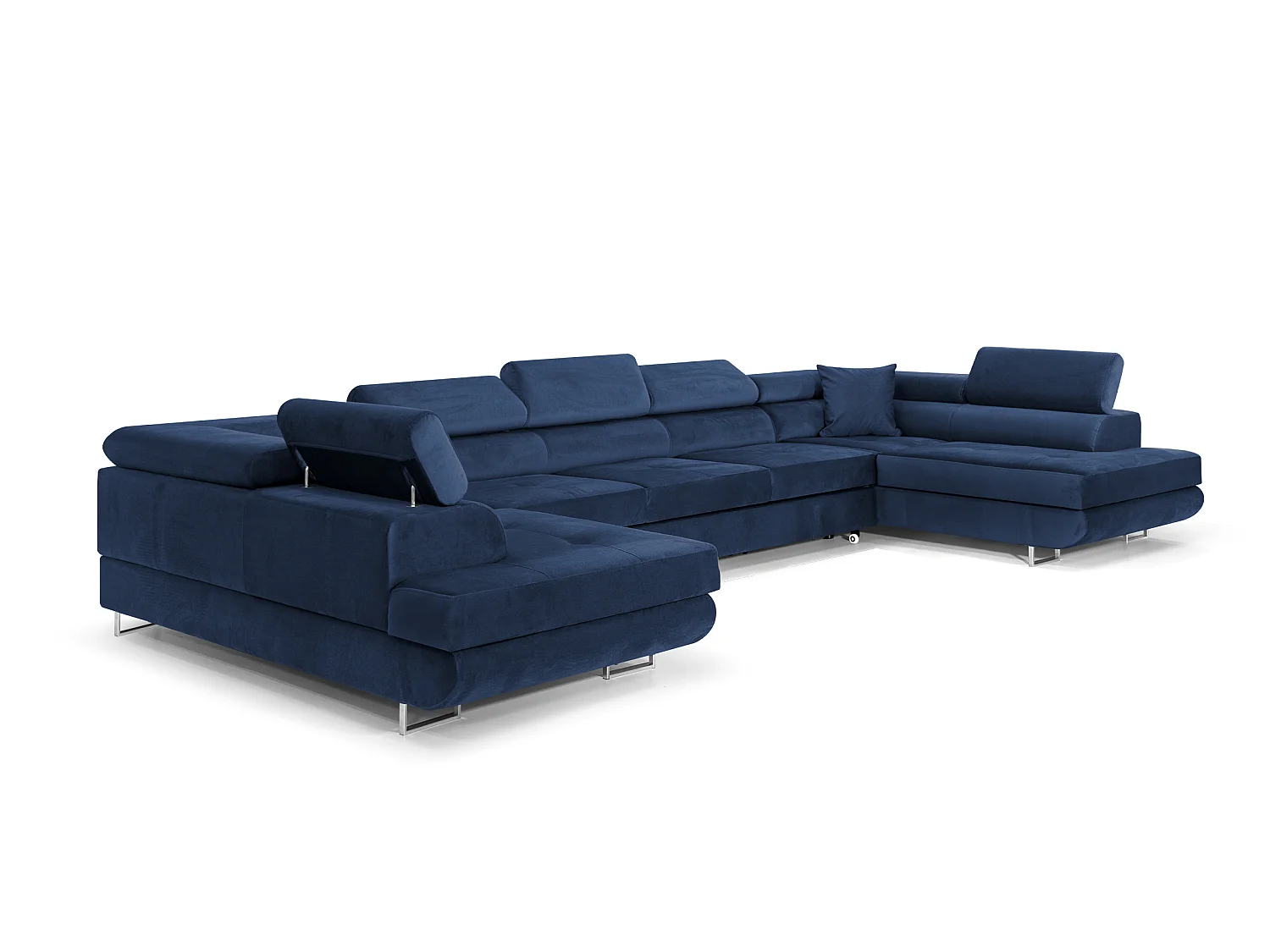 Canapé-lit en Forme de U avec Rangement Velours Bleu Canapé d'Angle COMFORTINO FURNITURE Big PASTI