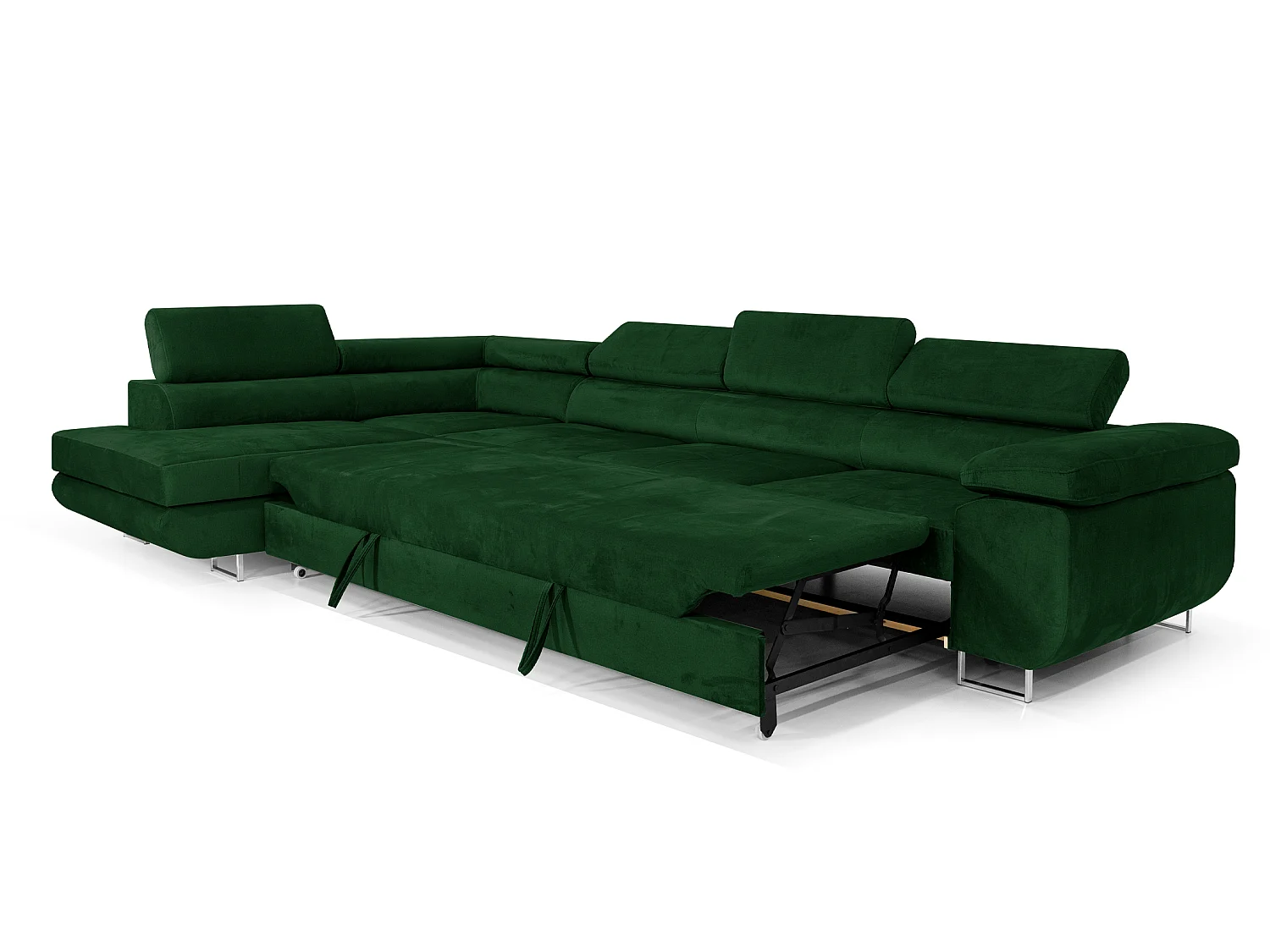 Canapé-lit en Forme de U avec Rangement Velours Bleu Canapé d'Angle COMFORTINO FURNITURE Big PASTI