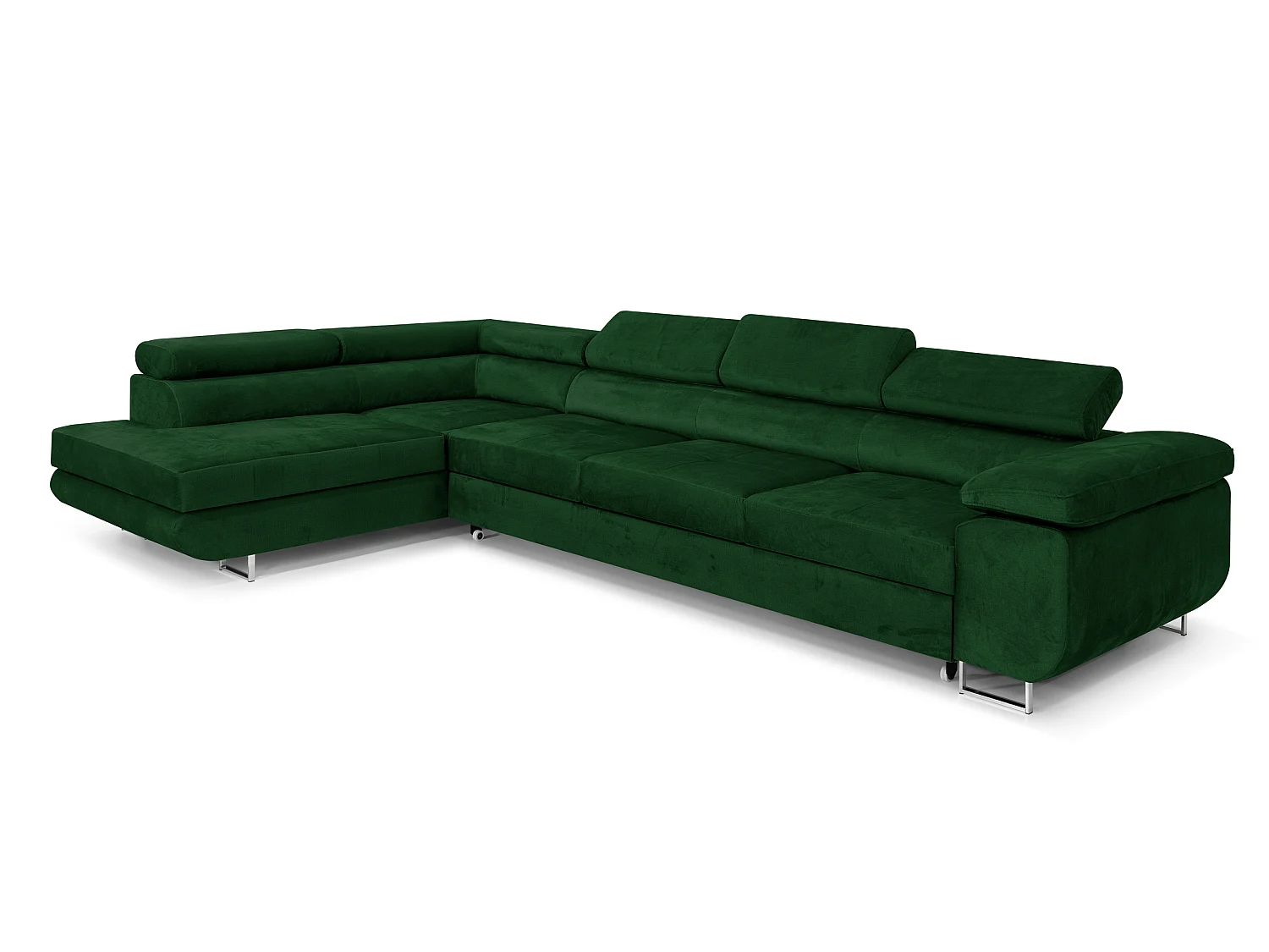 Canapé-lit en Forme de U avec Rangement Velours Bleu Canapé d'Angle COMFORTINO FURNITURE Big PASTI