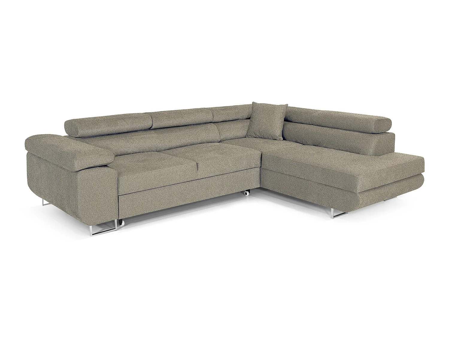 Canapé-lit en L COMFORTINO FURNITURE PASTI Beige Bouclé Velours avec Rangement - Canapé d'angle moderne 3 places