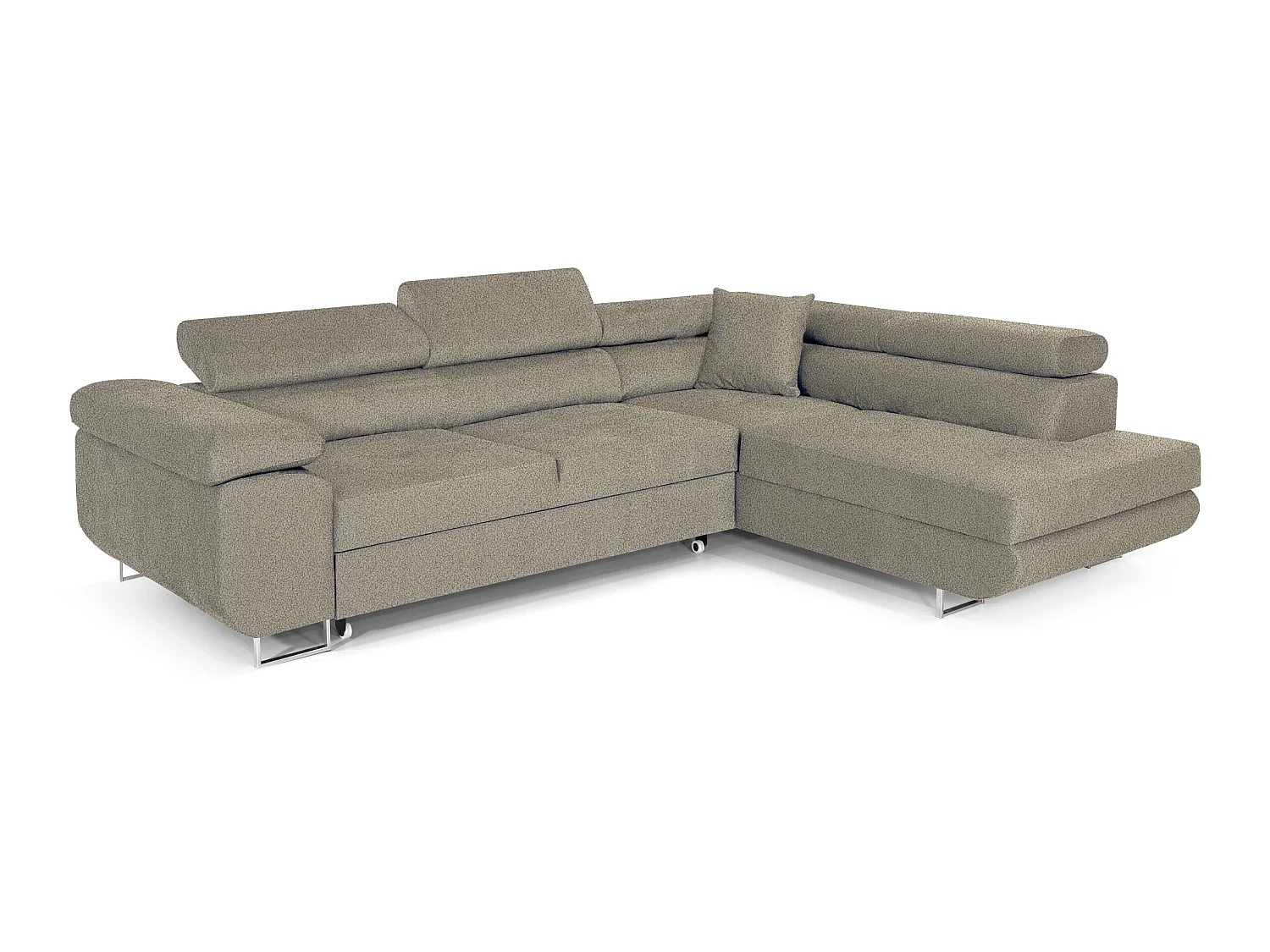 Canapé-lit en L COMFORTINO FURNITURE PASTI Beige Bouclé Velours avec Rangement - Canapé d'angle moderne 3 places