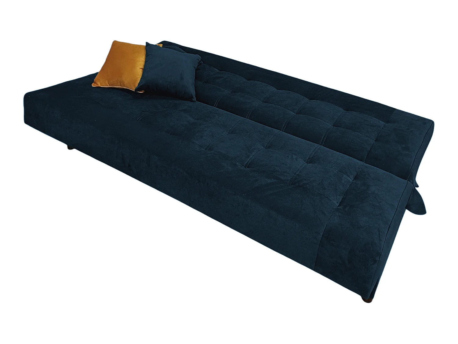 Canapé-lit Porto Comfortino avec Compartiment de Rangement Velours Bleu Design Moderne