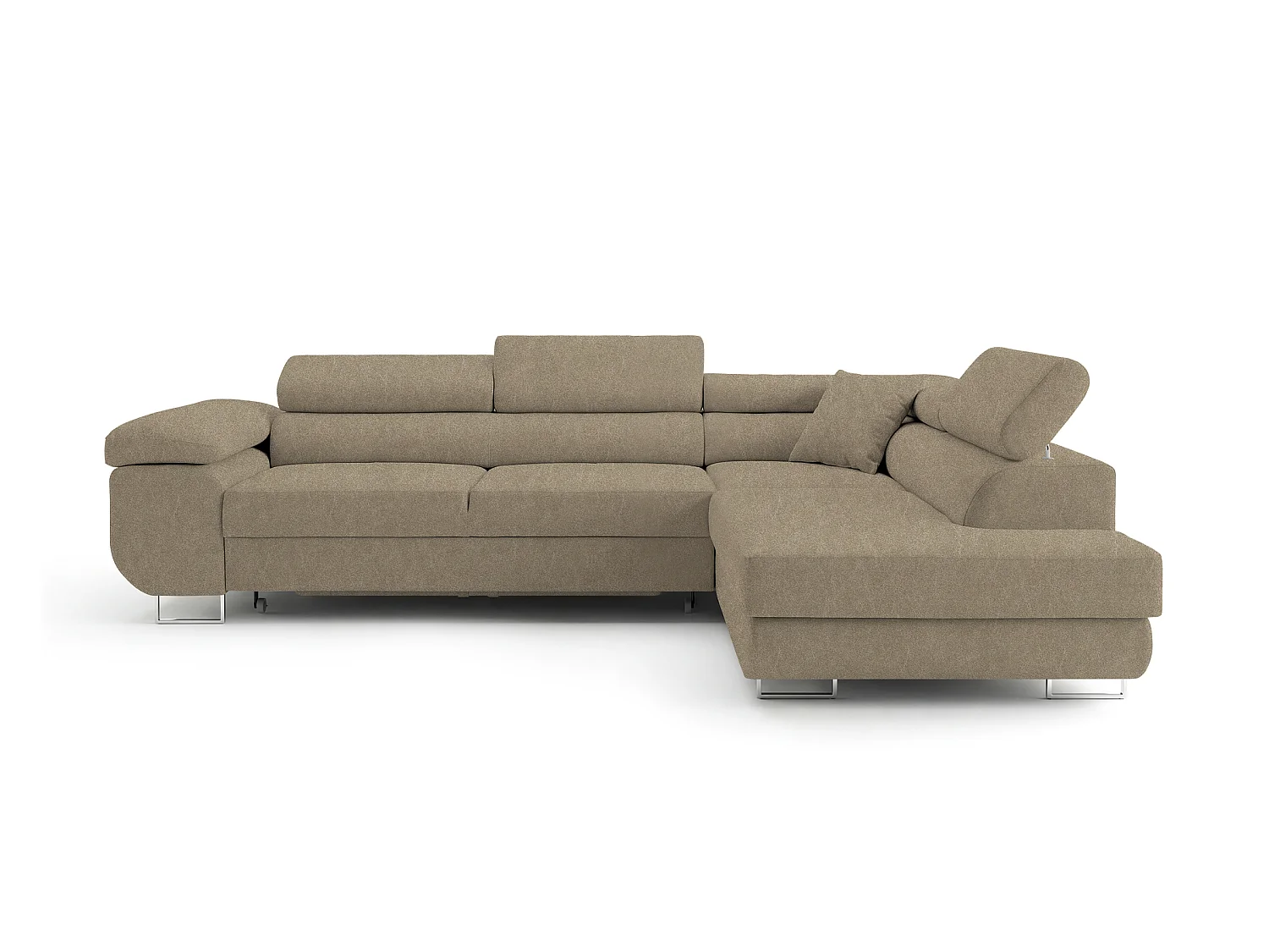 Canapé-Lit Comfortino Furniture NOLA en Forme de L en Velours avec Rangement Bleu Foncé Angle Droit 3 Places