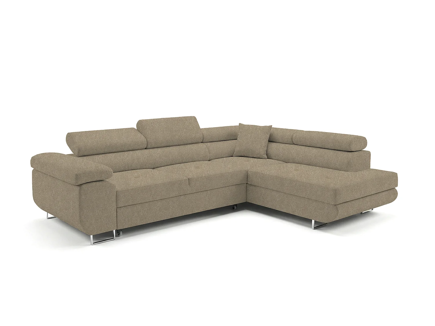 Canapé-Lit Comfortino Furniture NOLA en Forme de L en Velours avec Rangement Bleu Foncé Angle Droit 3 Places