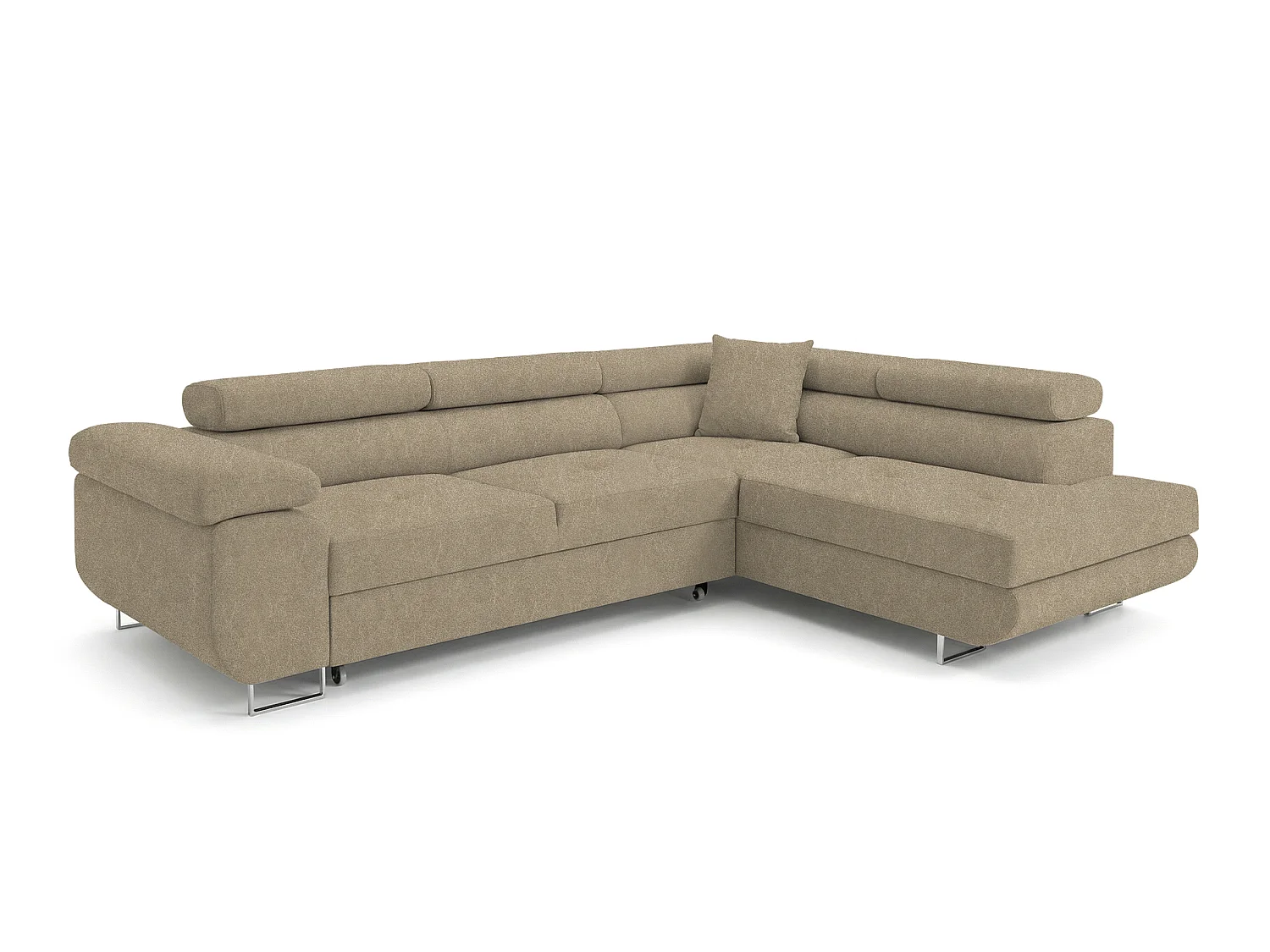 Canapé-Lit Comfortino Furniture NOLA en Forme de L en Velours avec Rangement Bleu Foncé Angle Droit 3 Places