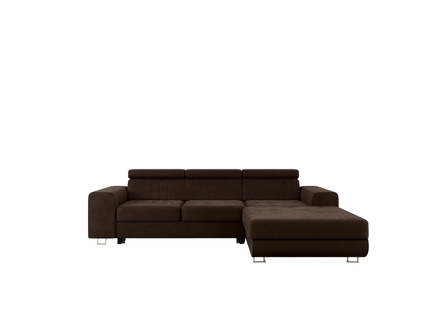 Canapé Comfortino Furniture NOTA L-Form avec Fonction Canapé-Lit et Compartiment de Rangement Velours Marron 3 Places