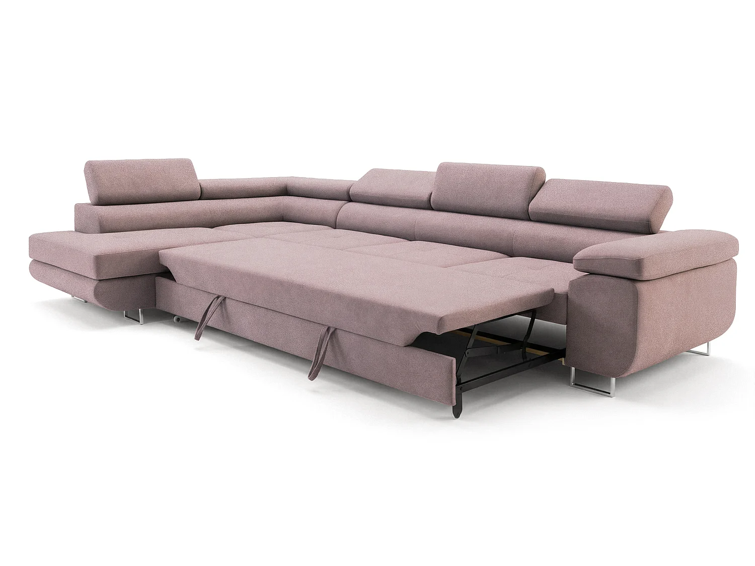 Canapé Comfortino Furniture NOTA L-Form avec Fonction Canapé-Lit et Compartiment de Rangement Velours Marron 3 Places
