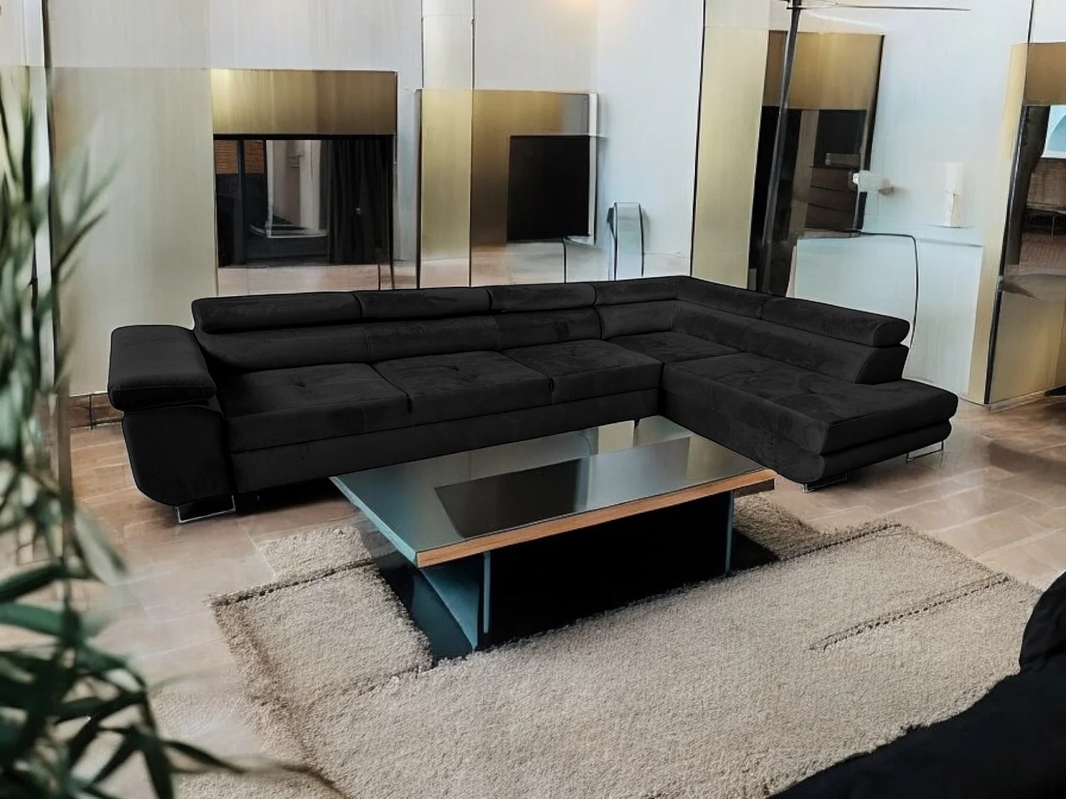 Canapé-lit en forme de U élégant vert olive avec rangement - Big PASTI par COMFORTINO FURNITURE