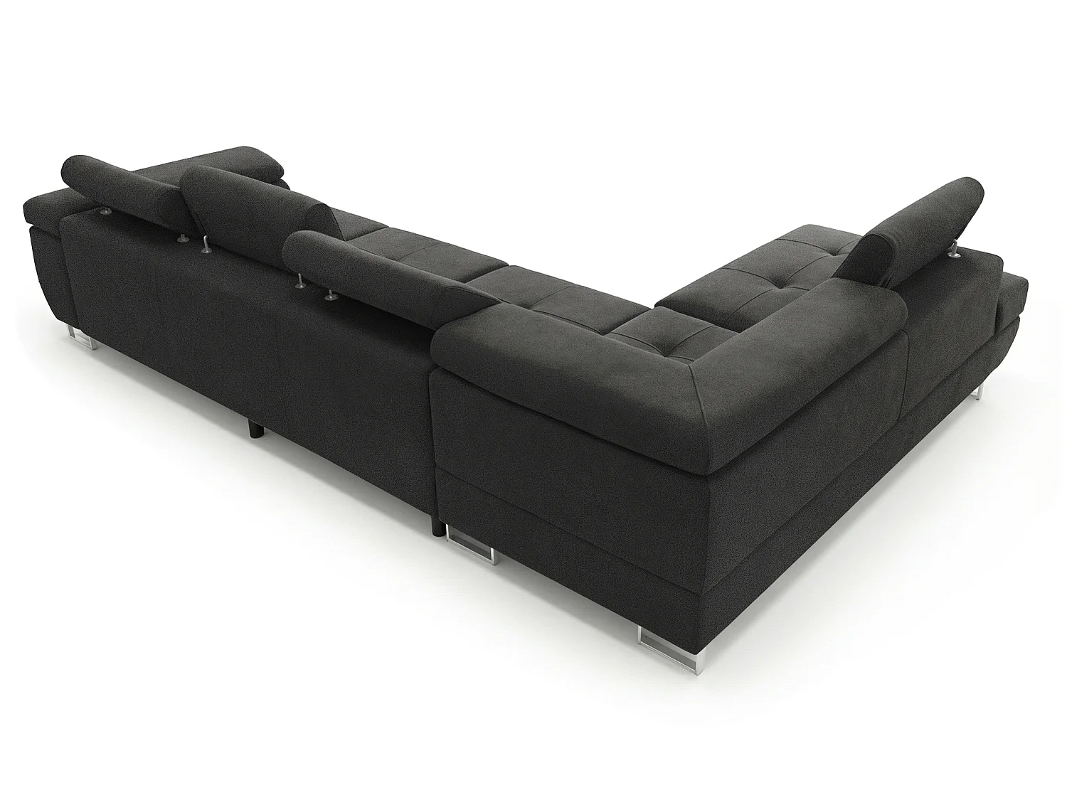 Meubles COMFORTINO Canapé-lit Paris en Forme de L avec Rangement Velours Beige 3 Places Style Moderne
