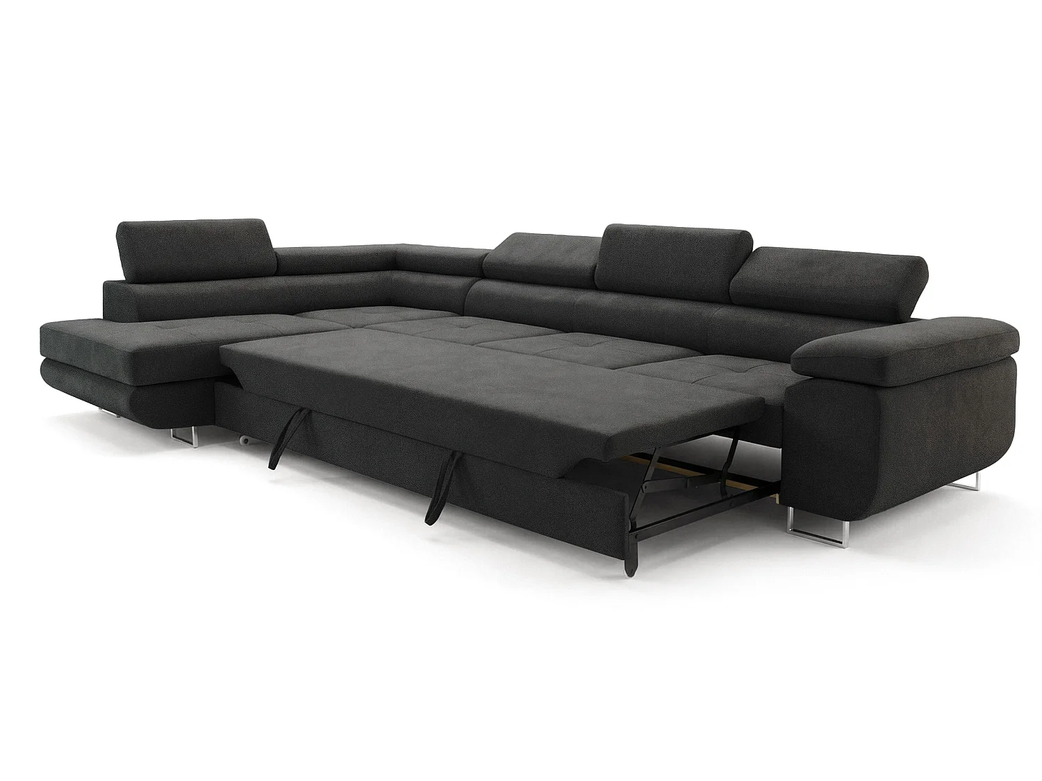Meubles COMFORTINO Canapé-lit Paris en Forme de L avec Rangement Velours Beige 3 Places Style Moderne