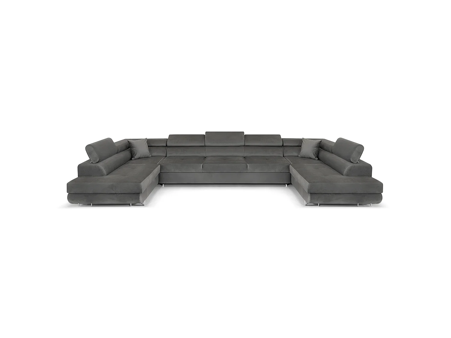 Canapé-lit d'angle Comfortino Furniture Big PASTI en forme de U avec rangement en velours gris