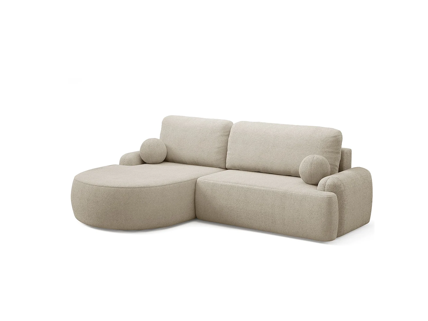 Canapé-lit d'angle Comfortino Furniture L-Shape Miki avec Rangement Beige Angle Gauche