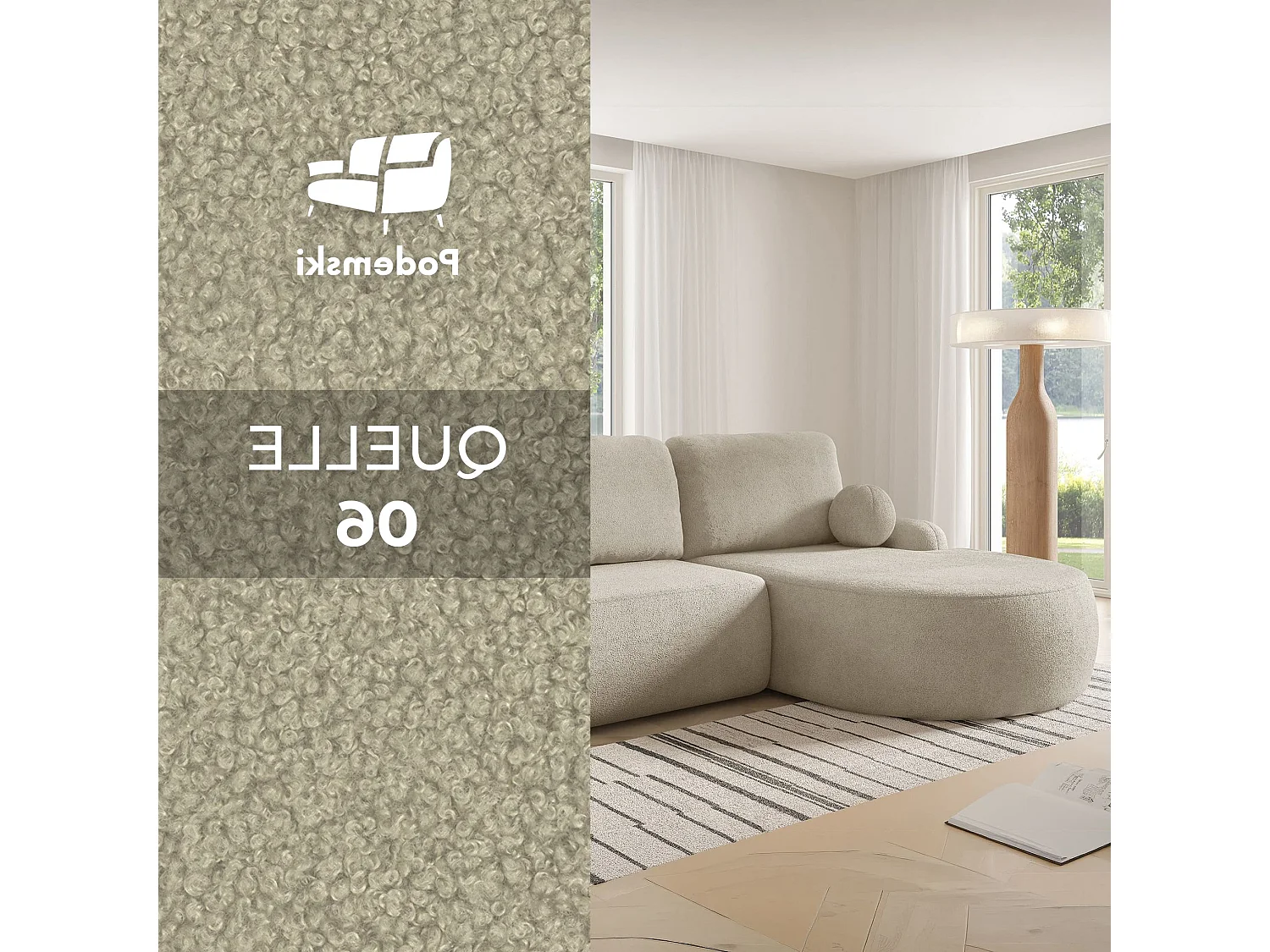 Canapé-lit d'angle Comfortino Furniture L-Shape Miki avec Rangement Beige Angle Gauche