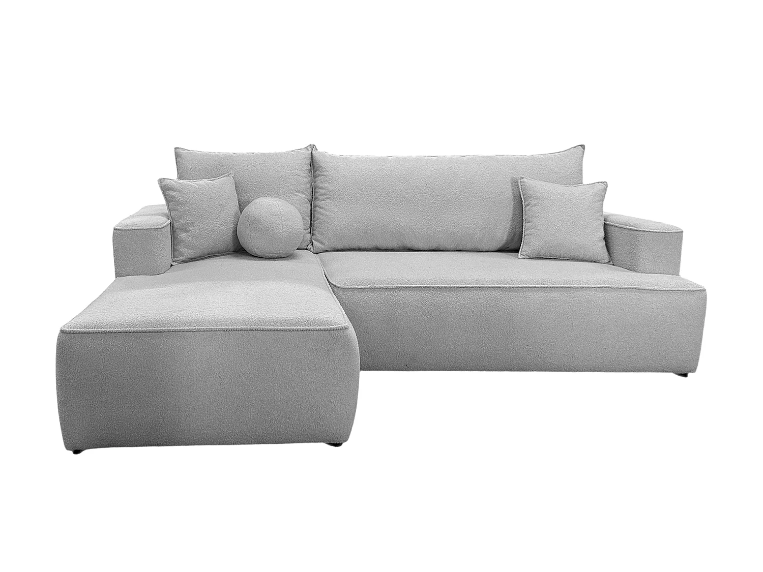 Canapé-Lit en Forme de U avec Rangement Comfortino Furniture Miki en Tissu Bouclé Gris Style Moderne
