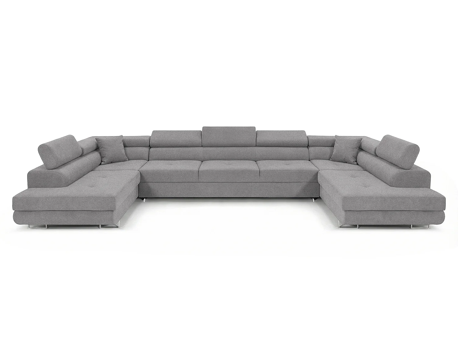 Canapé-lit moderne en forme de U avec rangement en tissu de velours gris clair - BIG PASTI U