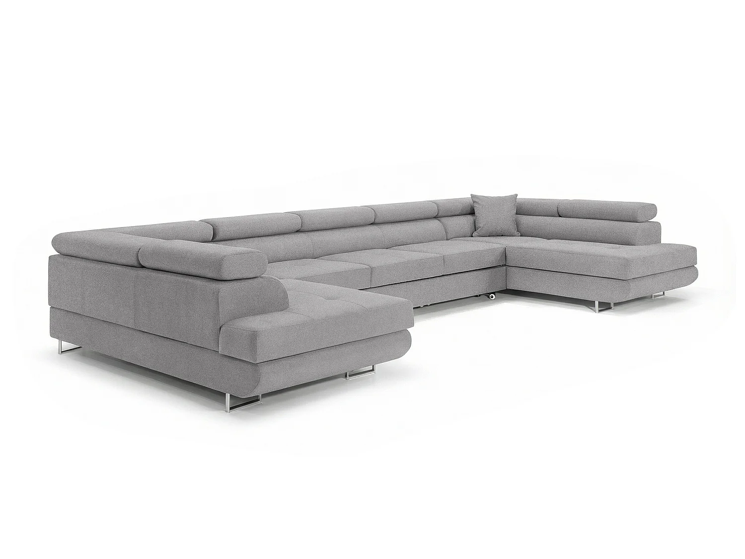 Canapé-lit moderne en forme de U avec rangement en tissu de velours gris clair - BIG PASTI U